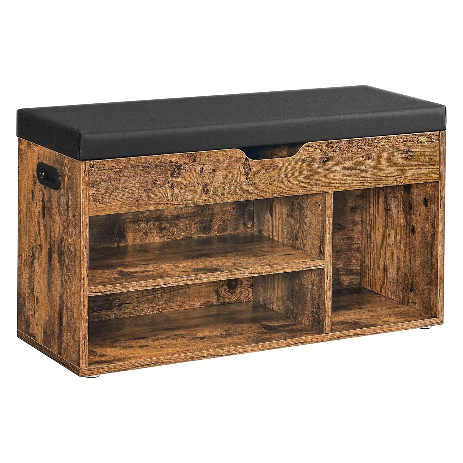 Klupa za obuvanje s 3 odjeljka 80 x 30 x 44 cm, rustikalno smeđa | VASAGLE-vitahome.hr