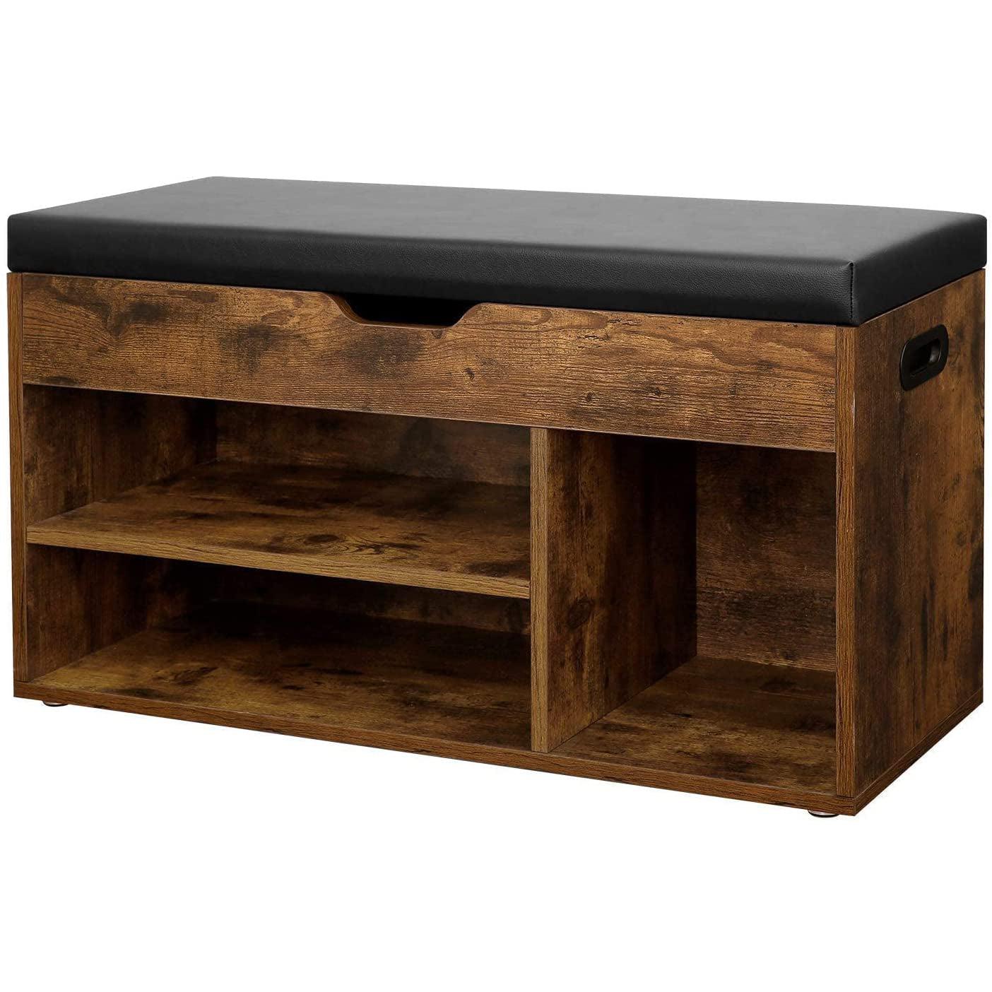 Klupa za obuvanje s 3 odjeljka 80 x 30 x 44 cm, rustikalno smeđa | VASAGLE-vitahome.hr