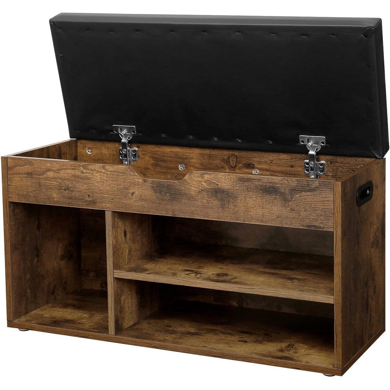 Klupa za obuvanje s 3 odjeljka 80 x 30 x 44 cm, rustikalno smeđa | VASAGLE-vitahome.hr