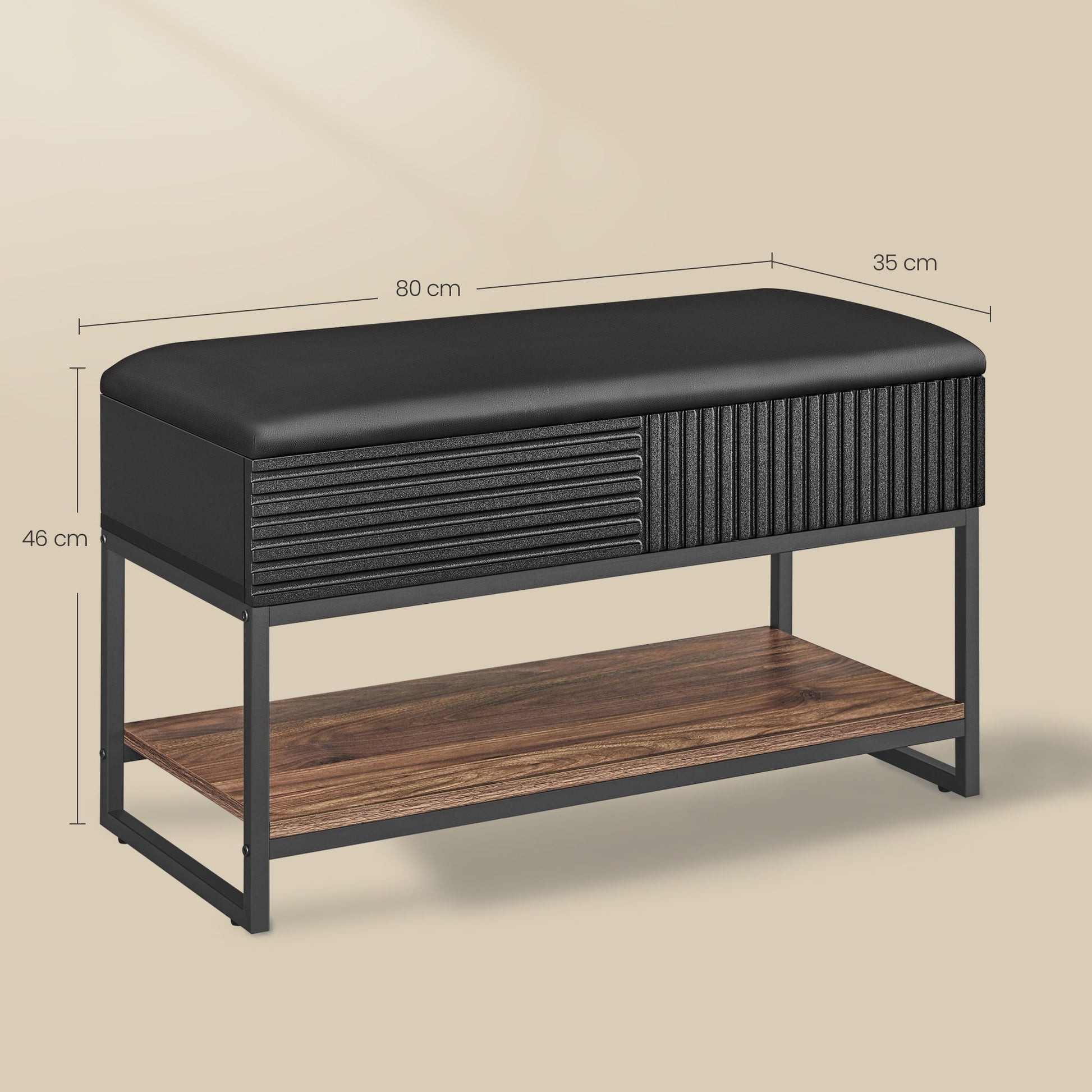 Klupa za obuvanje s prostorom za cipele, 80 x 36 x 47 cm, crne i smeđe boje| VASAGLE | VASAGLE-vitahome.hr