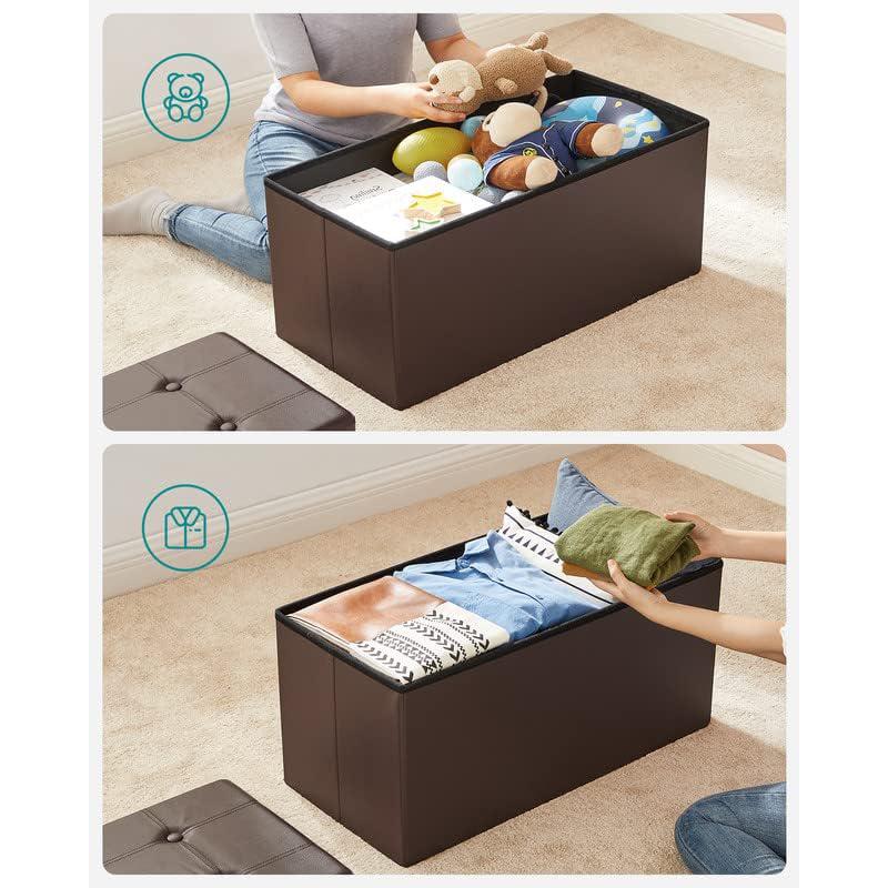 klupa za odlaganje, 2 osobe, nosivost do 300 kg, umjetna koža, smeđa, 76x38x38 cm | SONGMICS-vitahome.hr