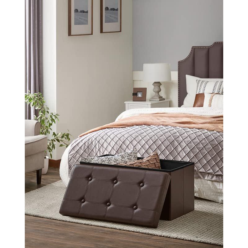 klupa za odlaganje, 2 osobe, nosivost do 300 kg, umjetna koža, smeđa, 76x38x38 cm | SONGMICS-vitahome.hr