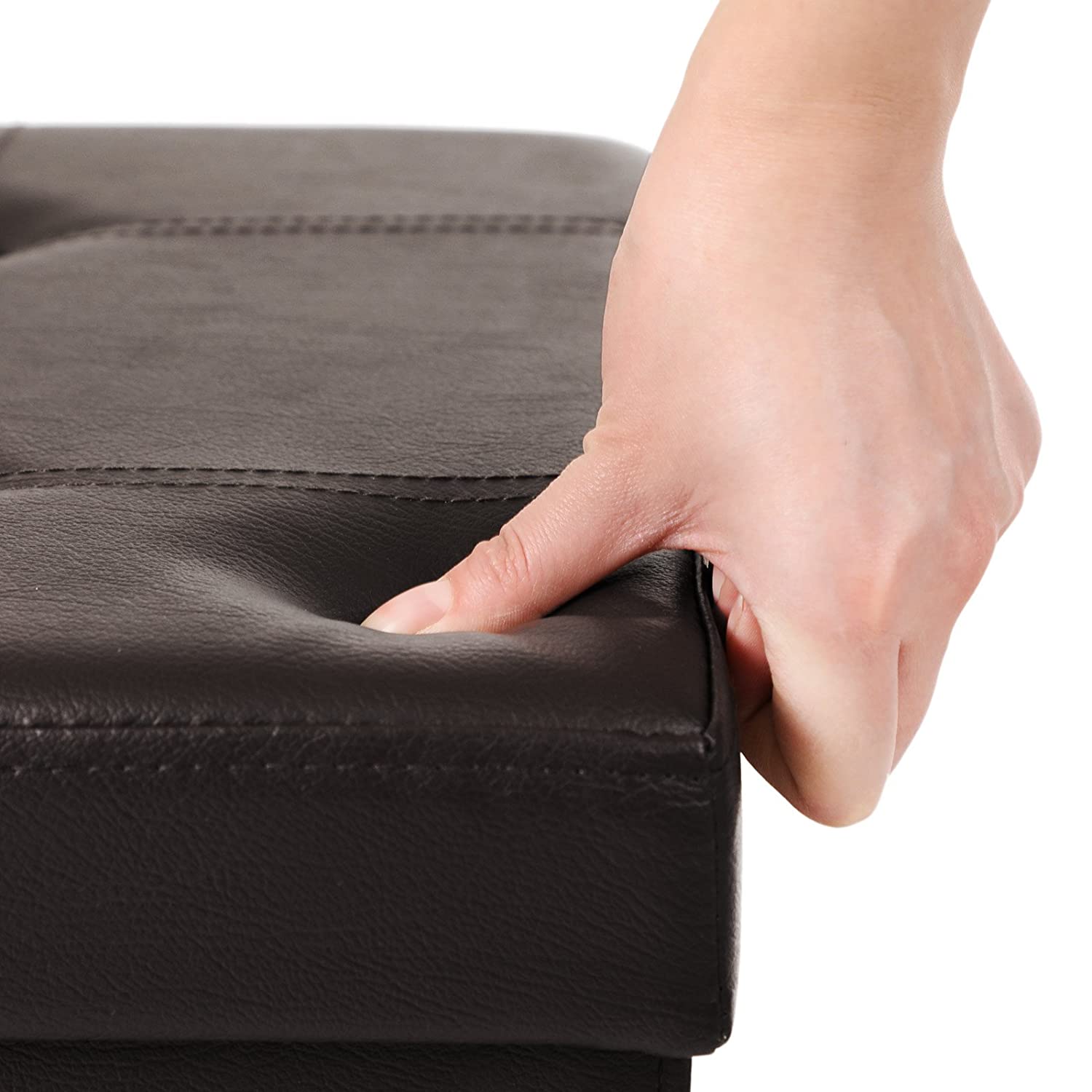 klupa za odlaganje, 2 osobe, nosivost do 300 kg, umjetna koža, smeđa, 76x38x38 cm | SONGMICS-vitahome.hr