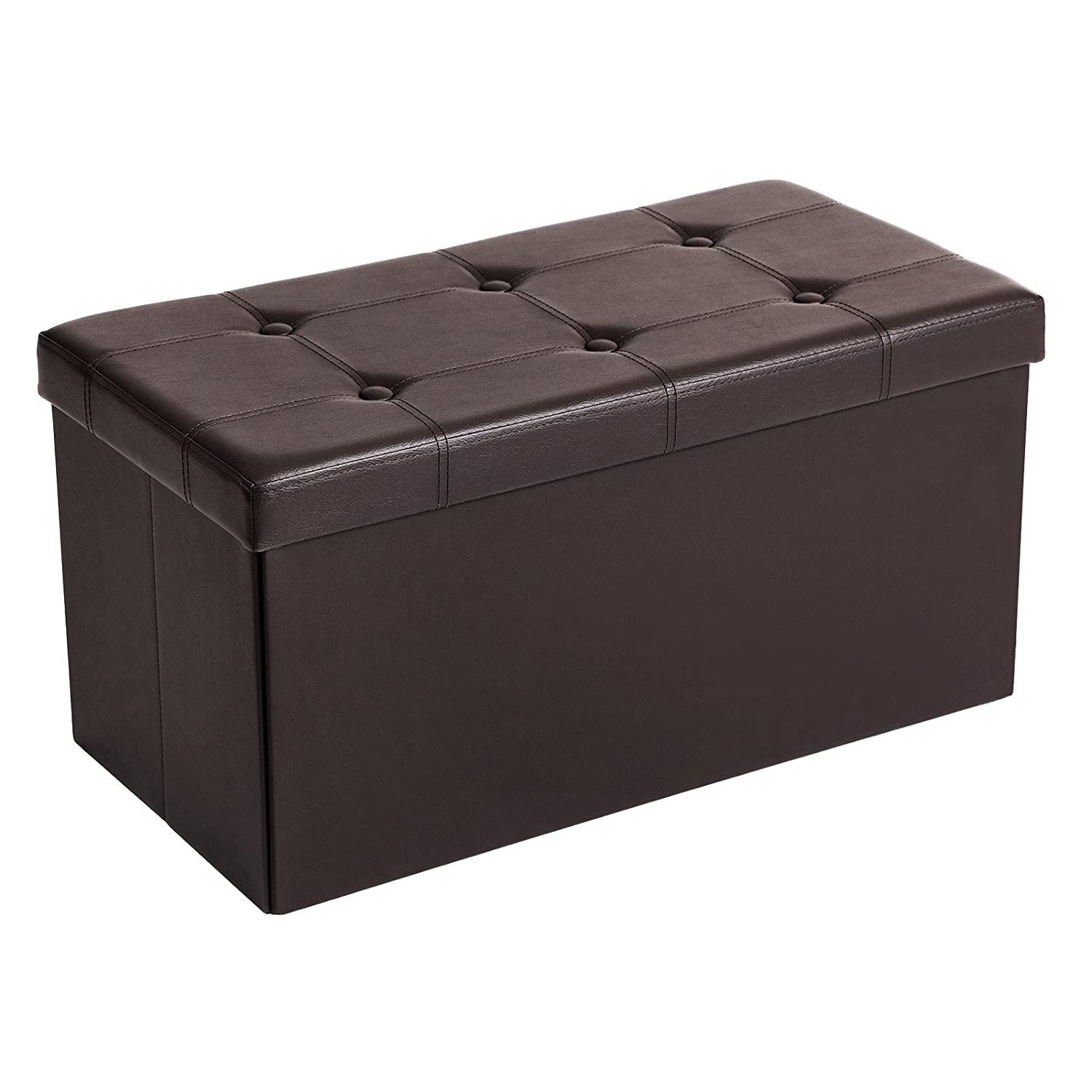 klupa za odlaganje, 2 osobe, nosivost do 300 kg, umjetna koža, smeđa, 76x38x38 cm | SONGMICS-vitahome.hr