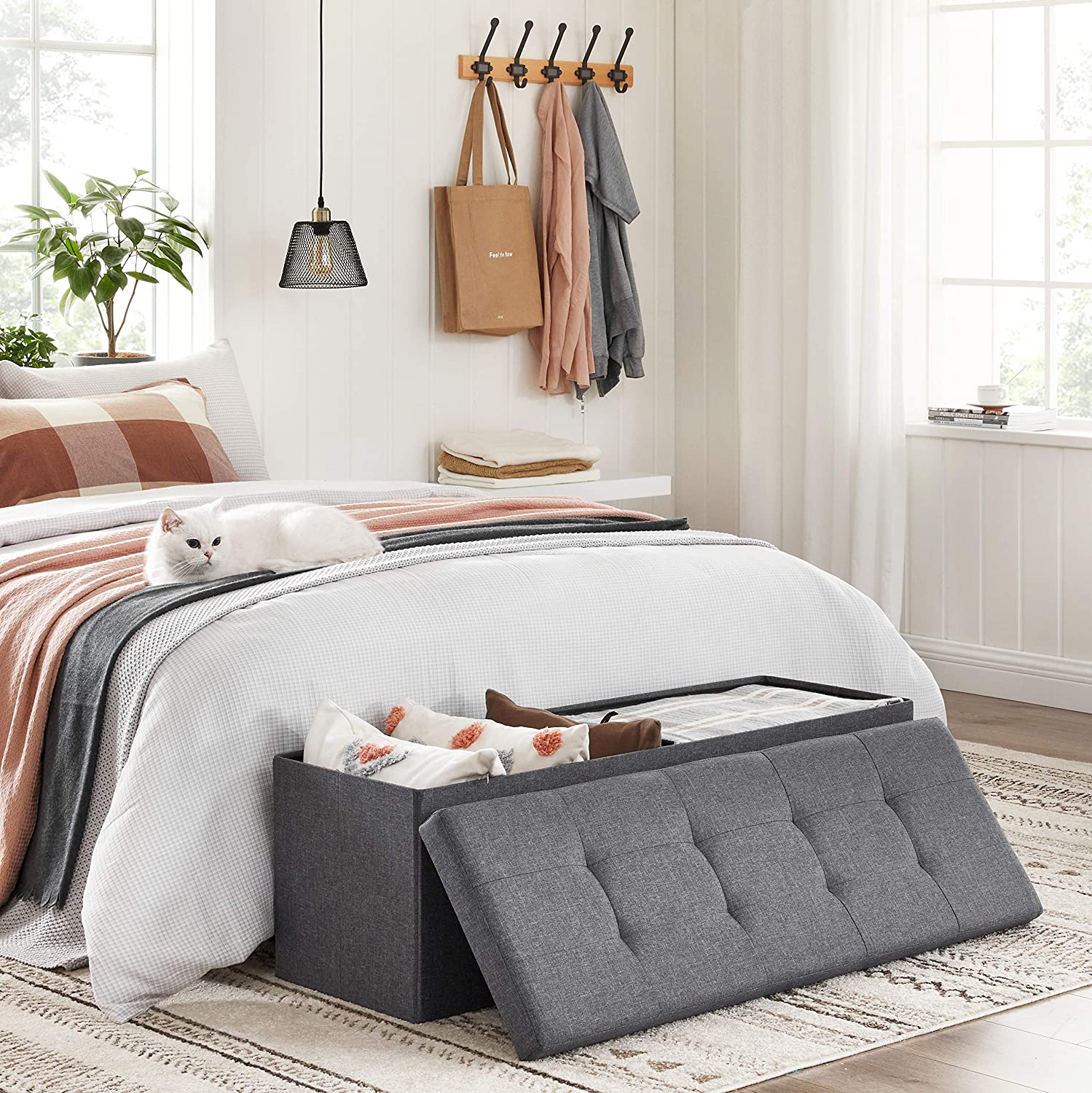 Klupa za odlaganje od 120 L, nosivosti 300 kg, 110 x 38 x 38 cm, tamno siva | SONGMICS-vitahome.hr