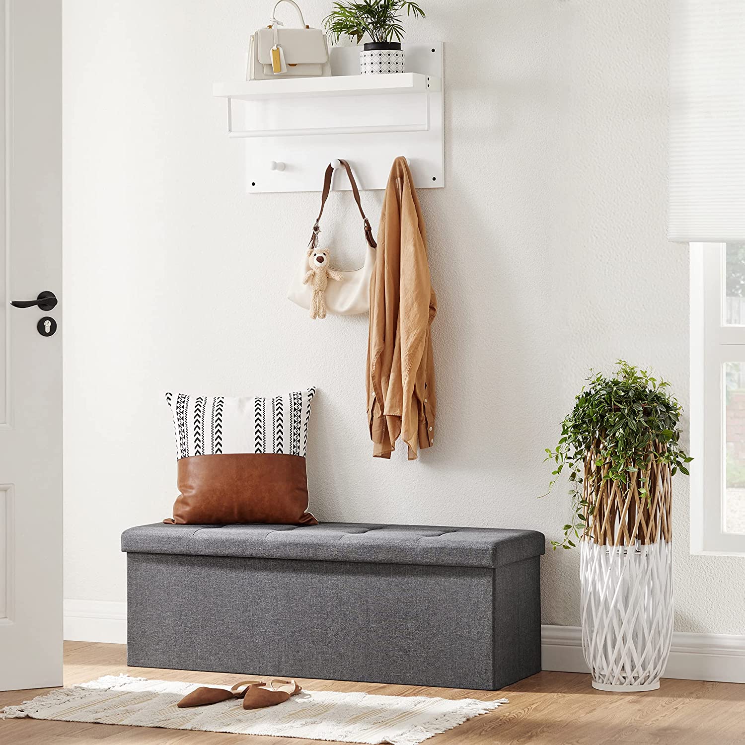 Klupa za odlaganje od 120 L, nosivosti 300 kg, 110 x 38 x 38 cm, tamno siva | SONGMICS-vitahome.hr