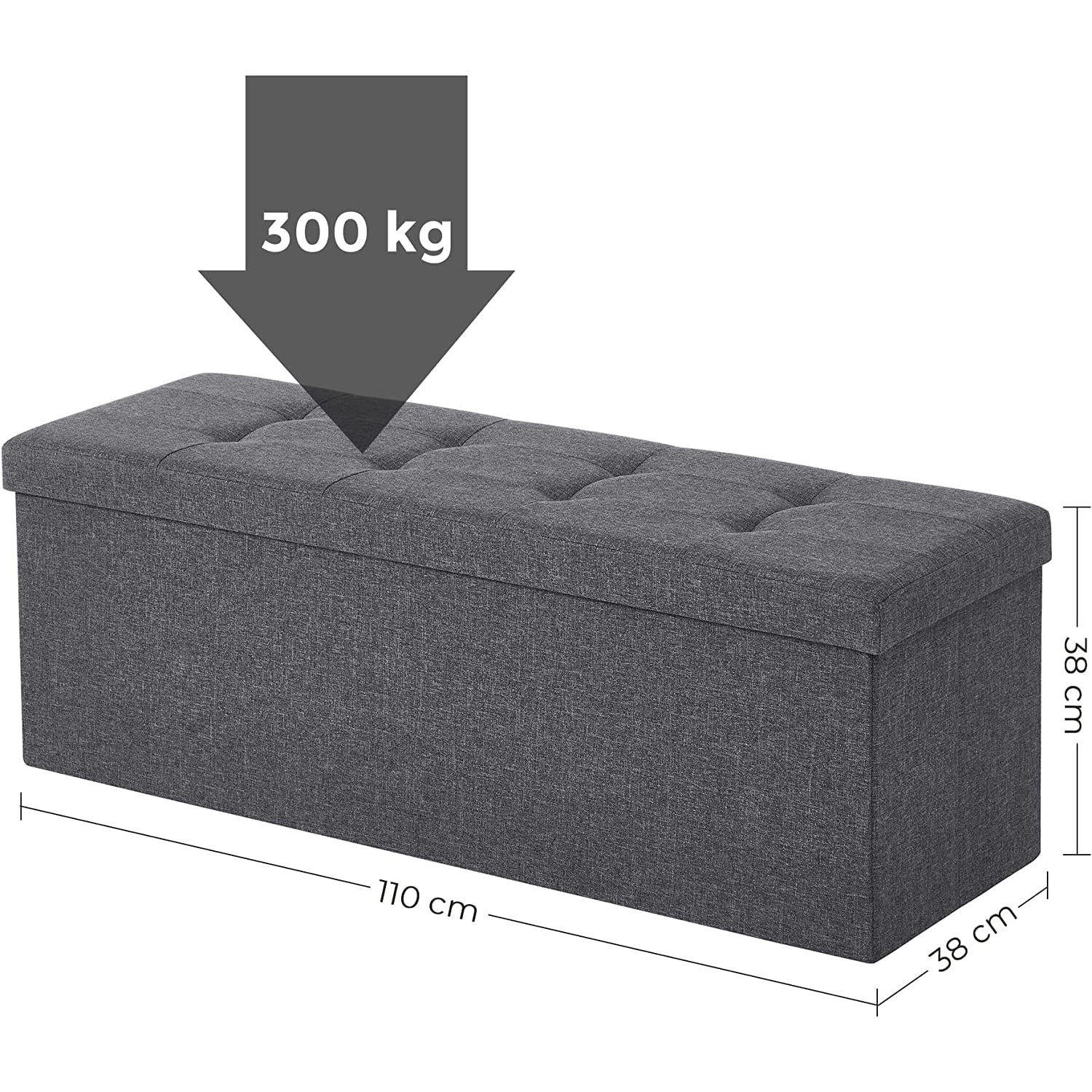 Klupa za odlaganje od 120 L, nosivosti 300 kg, 110 x 38 x 38 cm, tamno siva | SONGMICS-vitahome.hr