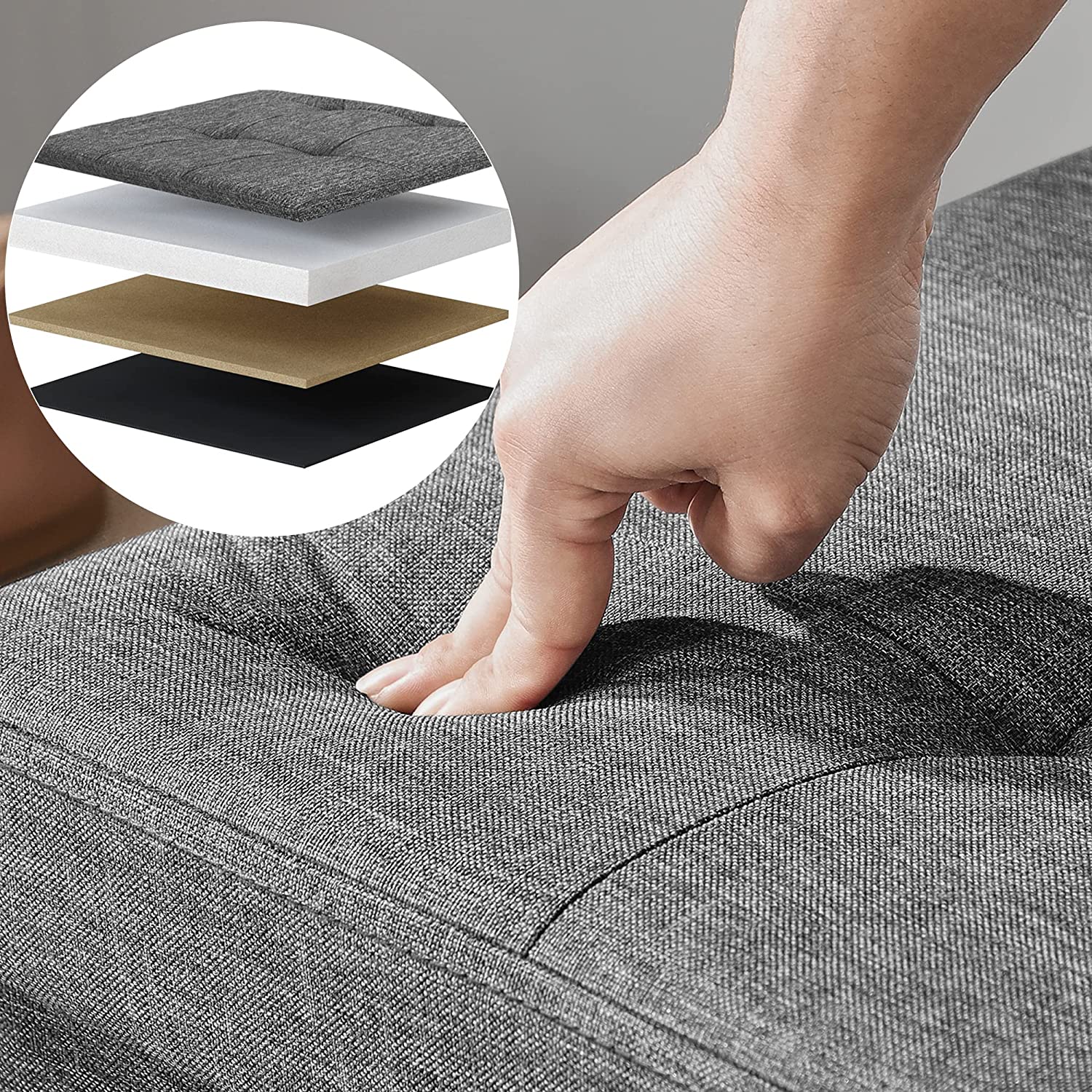 Klupa za odlaganje od 120 L, nosivosti 300 kg, 110 x 38 x 38 cm, tamno siva | SONGMICS-vitahome.hr