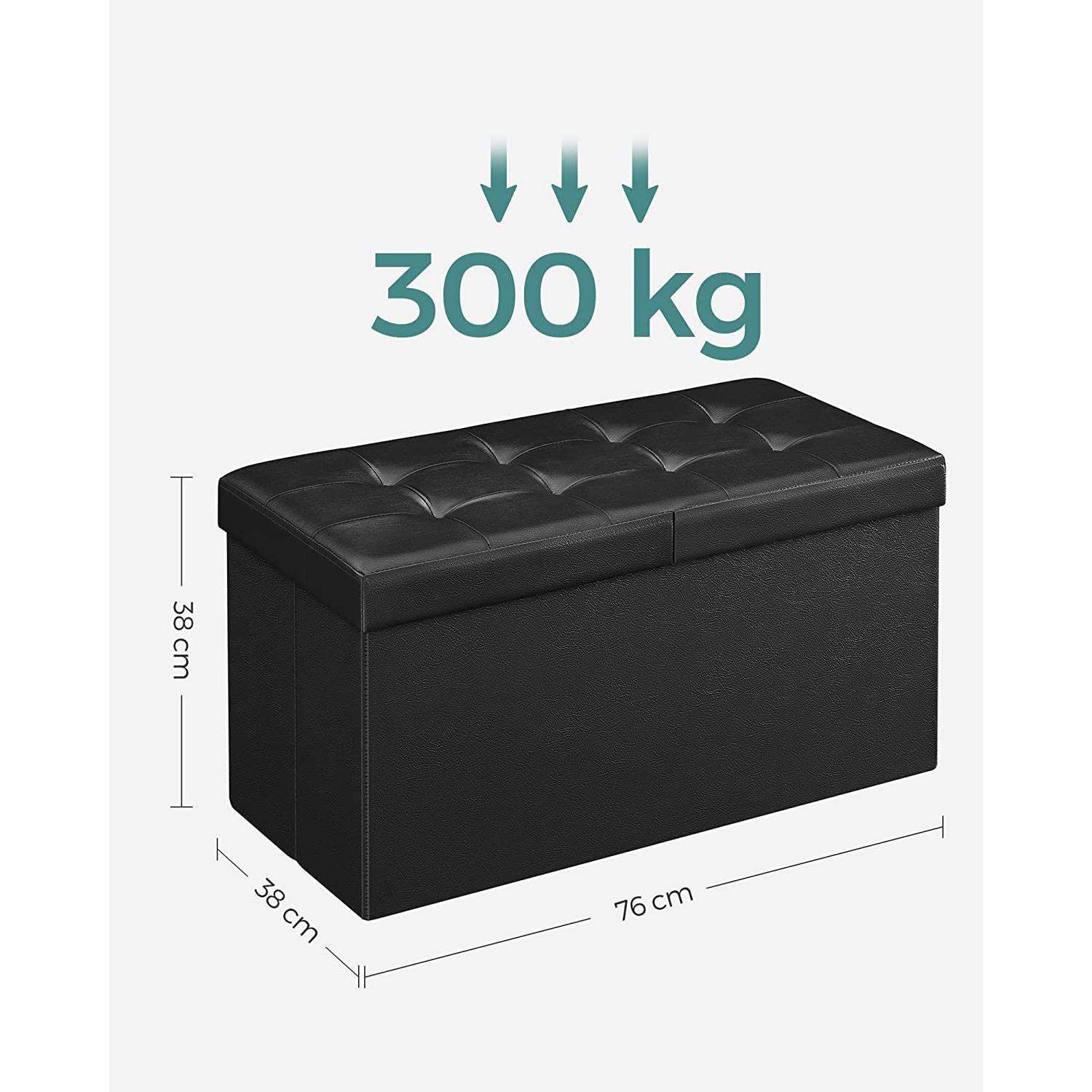 Klupa za odlaganje, sklopiva klupa, 80 L, 76 x 38 x 38 cm crna | SONGMICS-vitahome.hr
