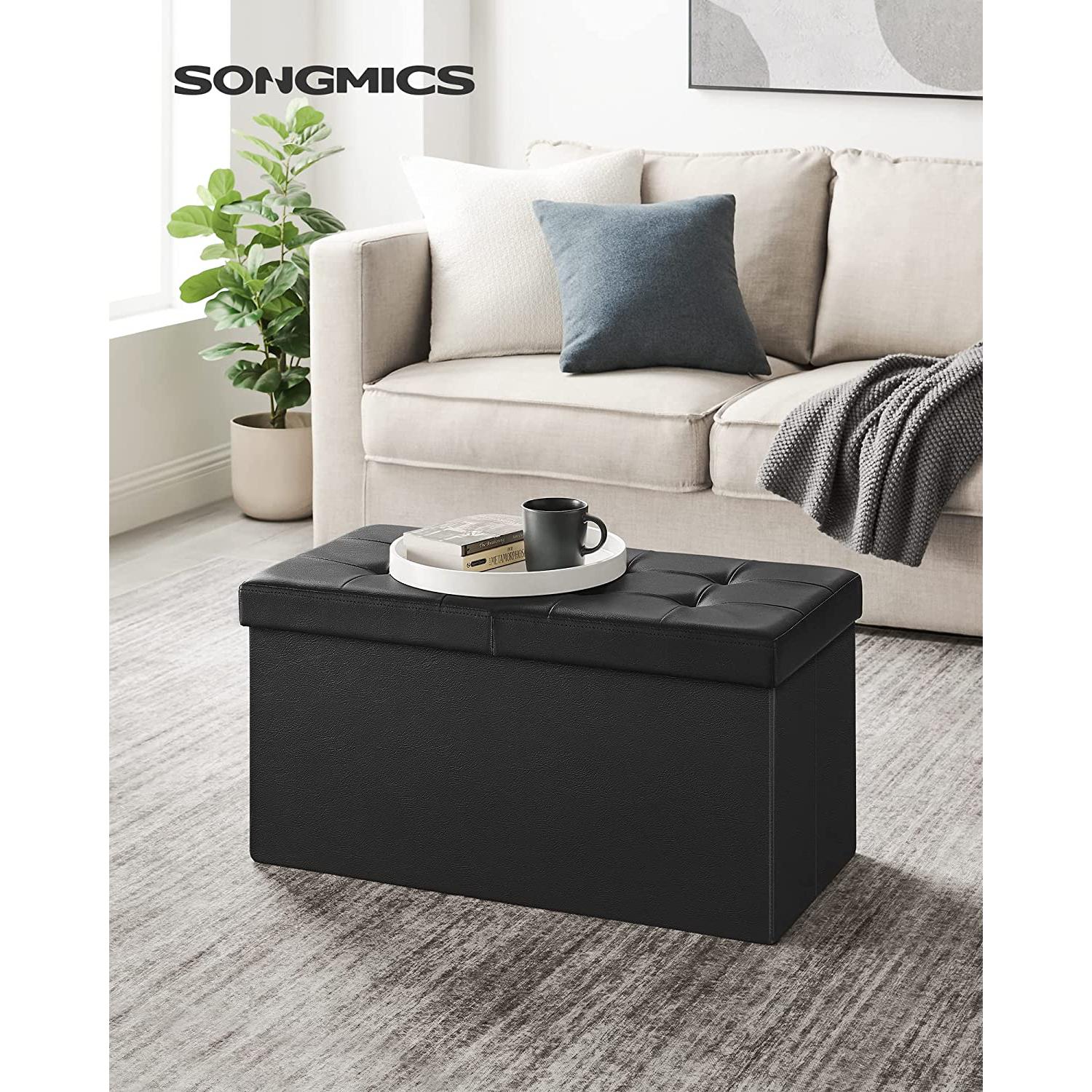 Klupa za odlaganje, sklopiva klupa, 80 L, 76 x 38 x 38 cm crna | SONGMICS-vitahome.hr