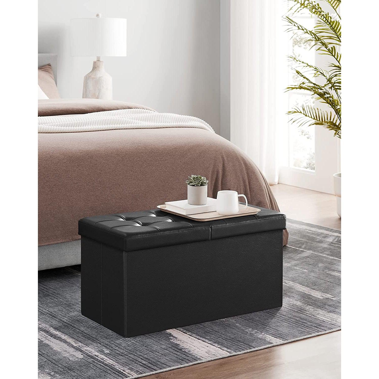 Klupa za odlaganje, sklopiva klupa, 80 L, 76 x 38 x 38 cm crna | SONGMICS-vitahome.hr