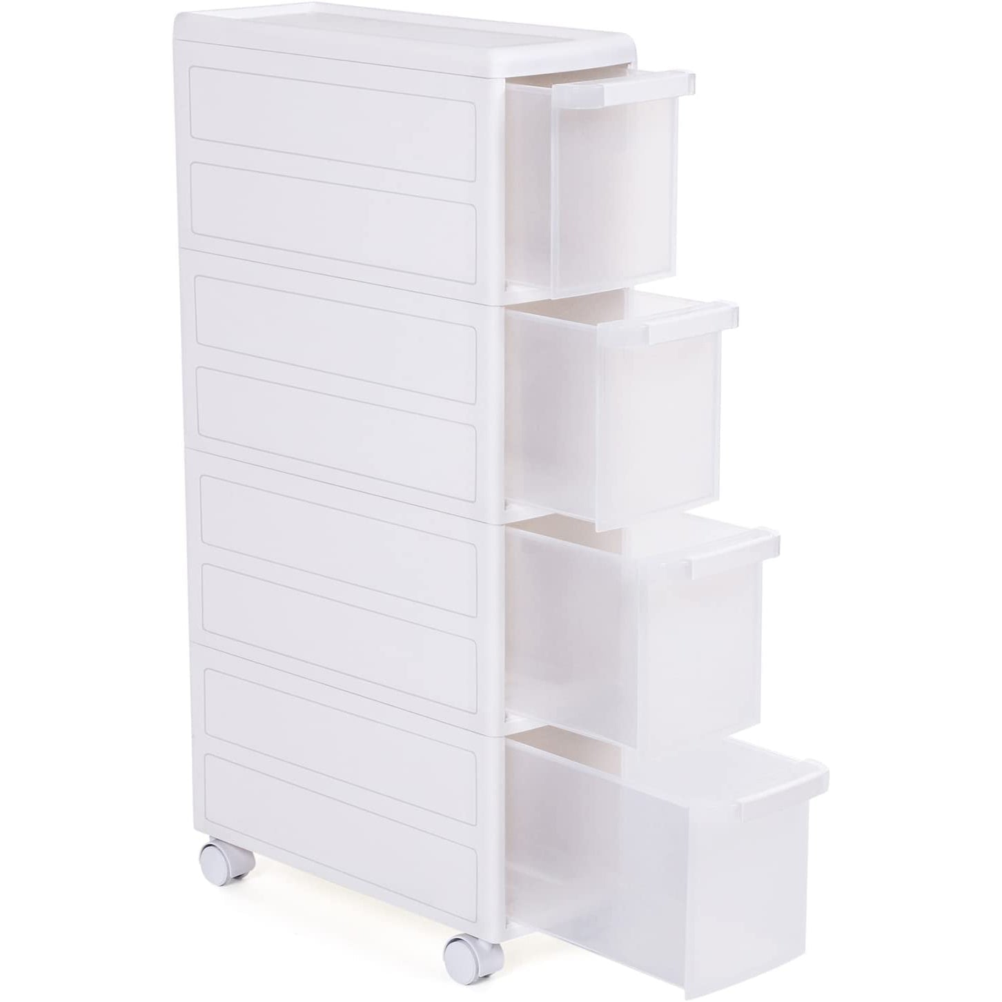 Kolica sa 4 duboke ladice i kotačima, visoka 84,5 cm, bijela | SONGMICS-vitahome.hr