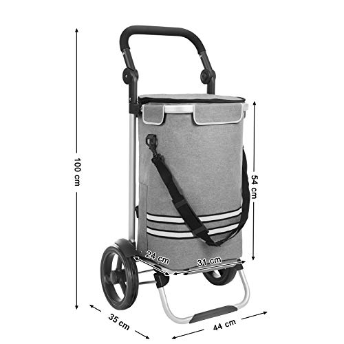Kolica za kupovinu, sklopiva, čvrsta s izoliranim hladnjakom, 35 l, sive boje | SONGMICS-vitahome.hr