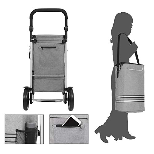 Kolica za kupovinu, sklopiva, čvrsta s izoliranim hladnjakom, 35 l, sive boje | SONGMICS-vitahome.hr