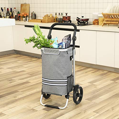 Kolica za kupovinu, sklopiva, čvrsta s izoliranim hladnjakom, 35 l, sive boje | SONGMICS-vitahome.hr