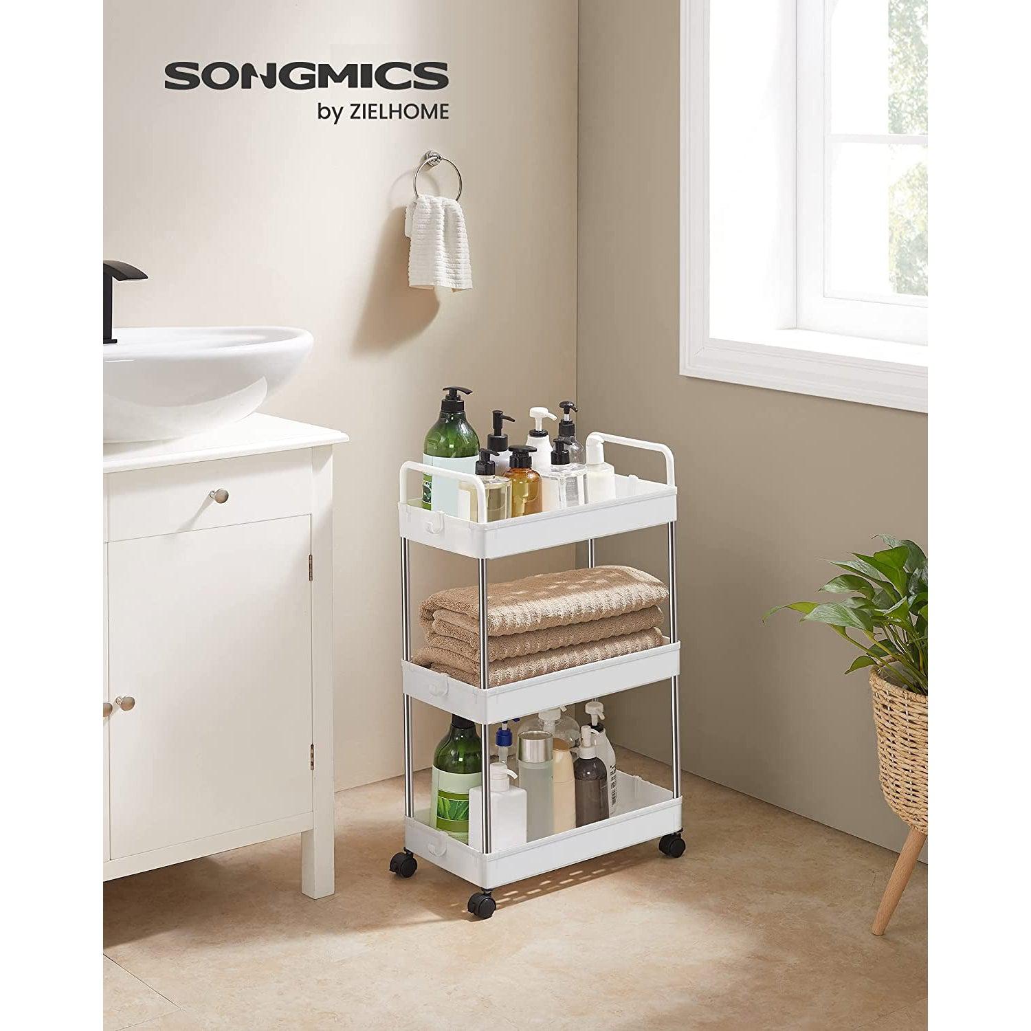 Kolica za odlaganje, kuhinjska kupaonska kolica na 3 razine 40 x 67 x 22 cm, bijela | SONGMICS-vitahome.hr