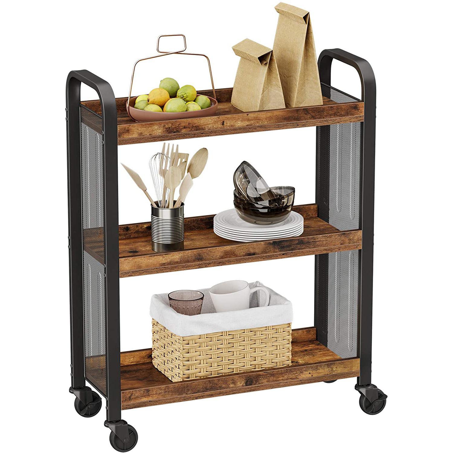 Kolica za posluživanje, kuhinjska kolica s kotačima za uštedu prostora 66 x 26 x 85 cm | Vasagle-vitahome.hr