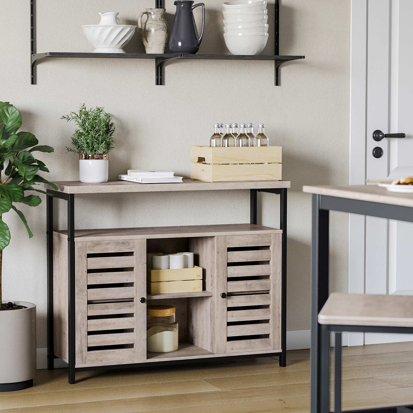 komoda, kuhinjski element s otvorenim policama 100 x 80 x 35 cm | Vasagle-vitahome.hr