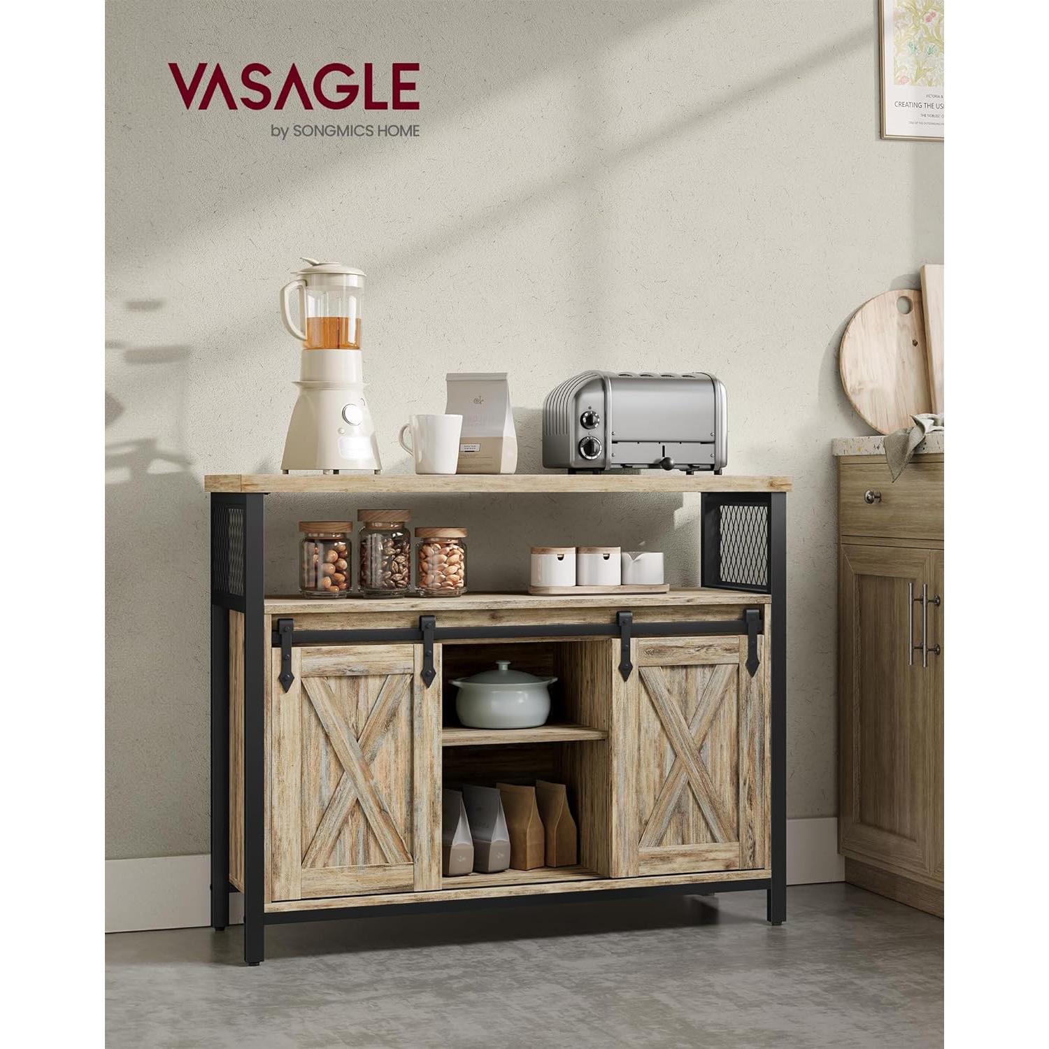 Komoda, kuhinjski ormar s 2 kliznih vrata, 33 x 100 x 80 cm, smeđe-crna | VASAGLE-vitahome.hr