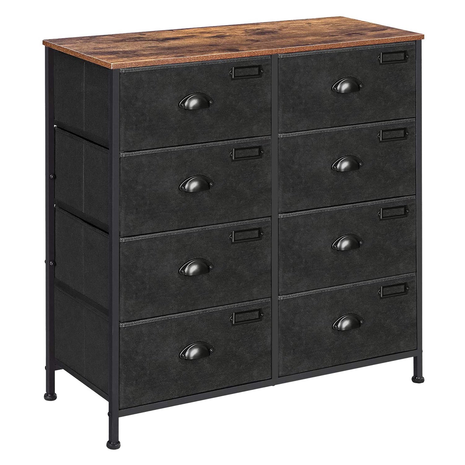 Komoda od tkanine s 8 ladica, 80 x 81,5 x 30 cm, rustikalno smeđa i crna | SONGMICS-vitahome.hr