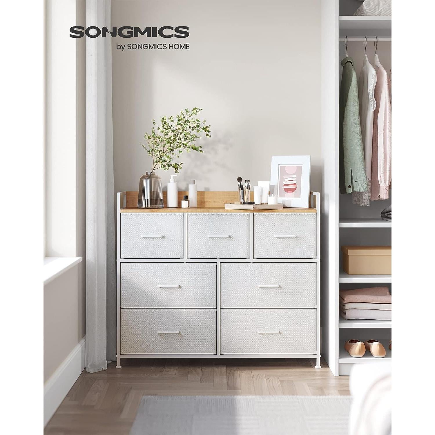Komoda, ormar sa 7 ladica od tkanine, bijele i boje drva | SONGMICS