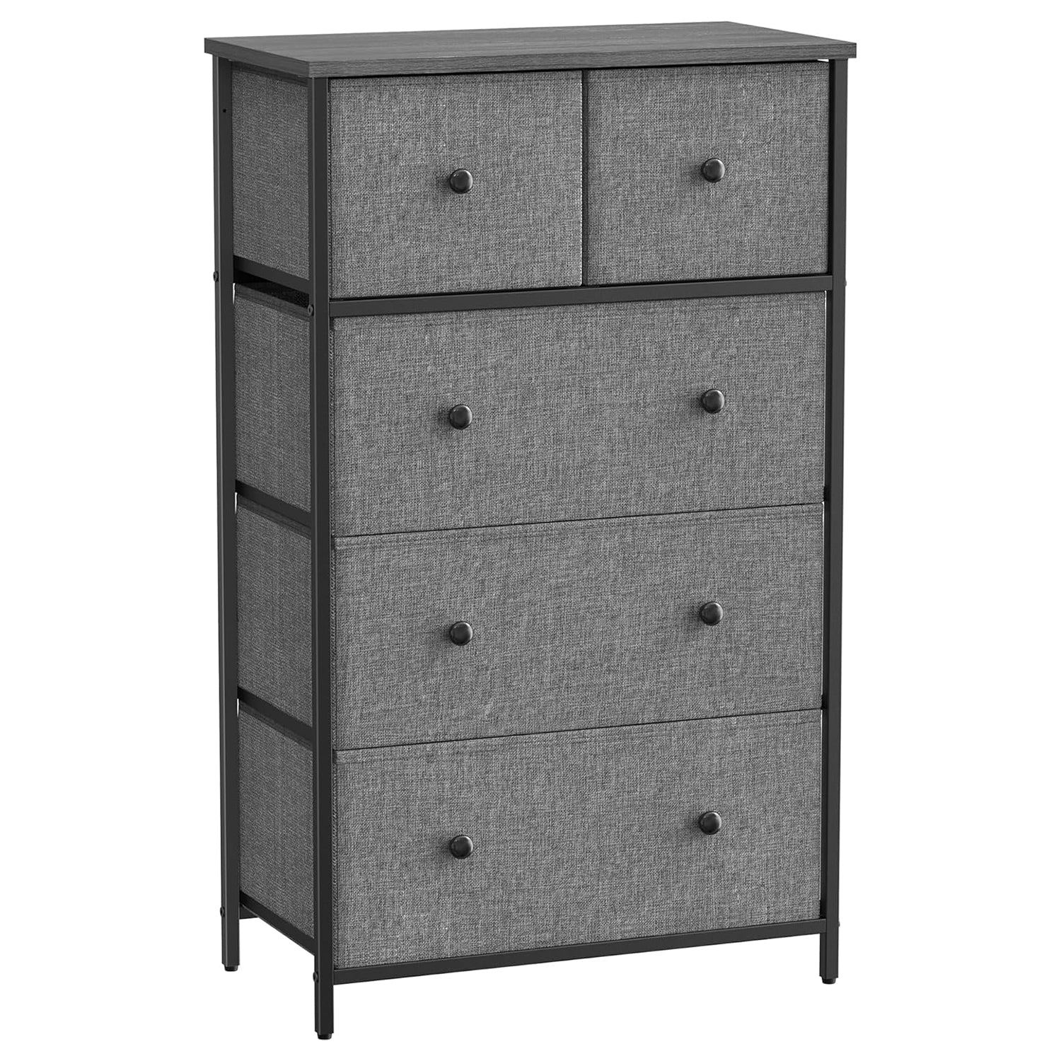 Komoda, platneni organizator s 5 ladica, boja siva i crna s drvetom | SONGMICS-vitahome.hr