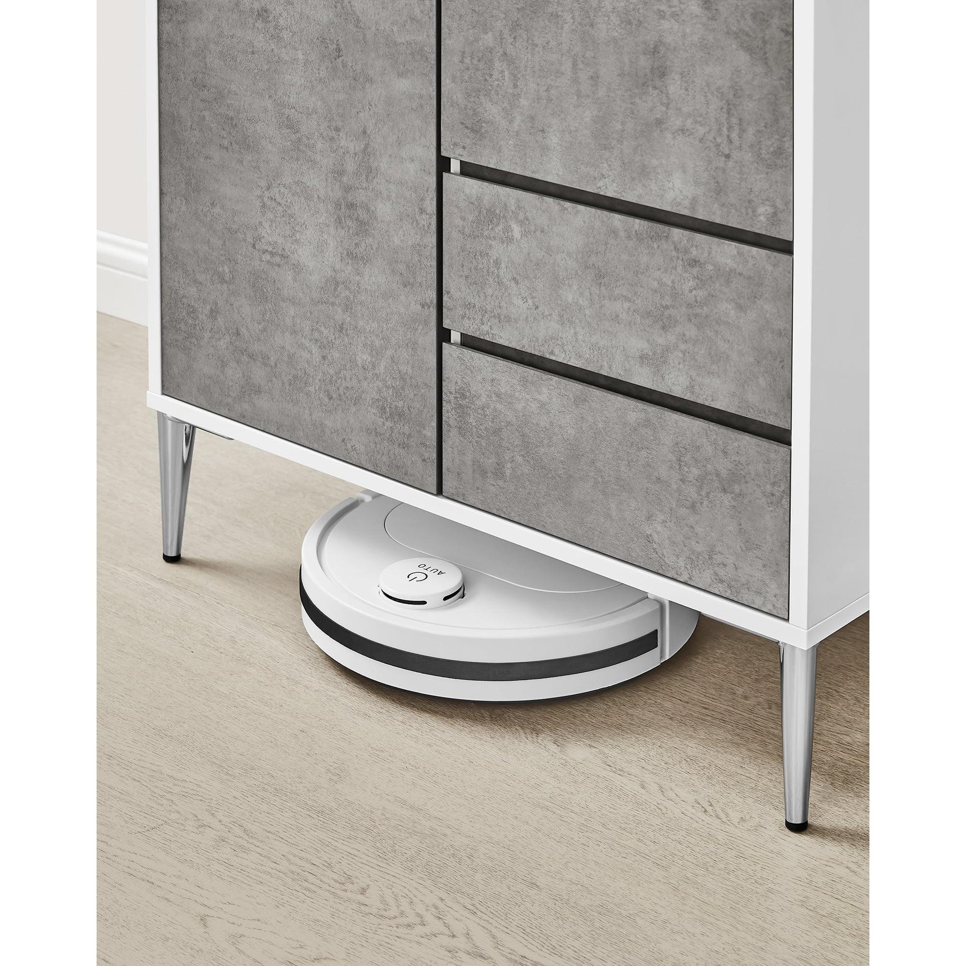 Komoda s 2 ladice, 2 odjeljka s vratima, 40 x 70 x 85 cm, sivo-bijele boje | VASAGLE-vitahome.hr