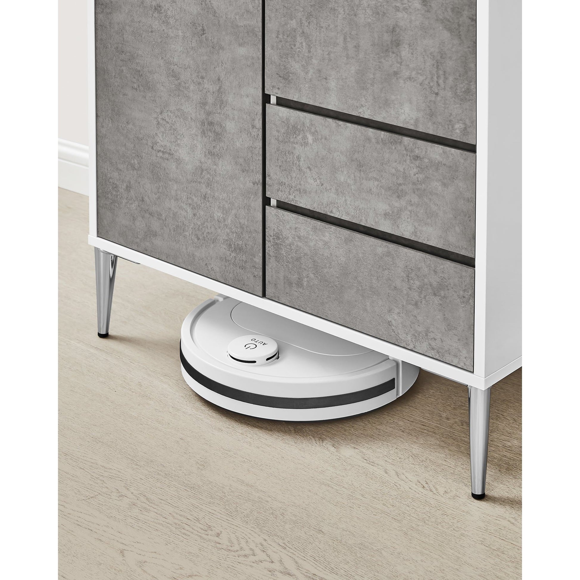 Komoda s 2 ladice, 2 odjeljka s vratima, 40 x 70 x 85 cm, sivo-bijele boje | VASAGLE-vitahome.hr