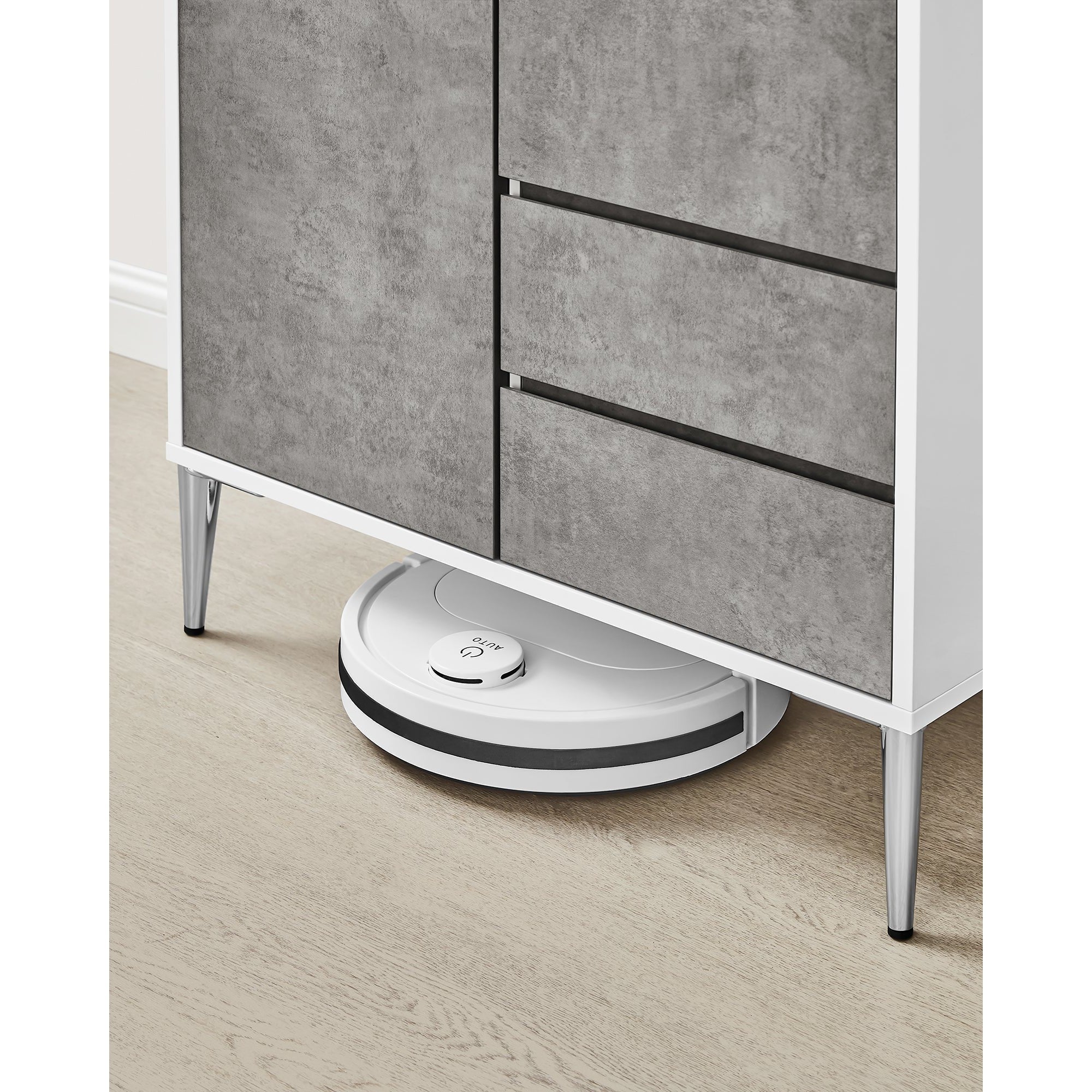 Komoda s 2 ladice, 2 odjeljka s vratima, 40 x 70 x 85 cm, sivo-bijele boje | VASAGLE-vitahome.hr