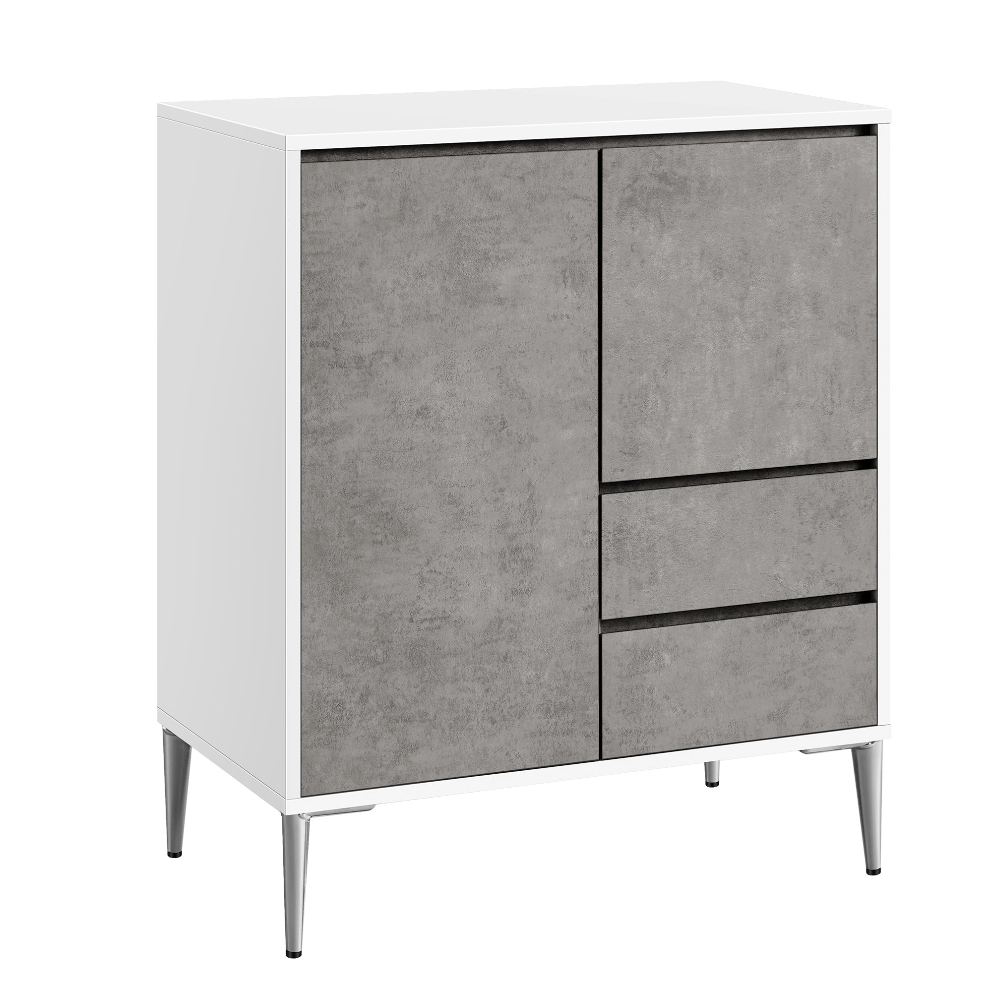 Komoda s 2 ladice, 2 odjeljka s vratima, 40 x 70 x 85 cm, sivo-bijele boje | VASAGLE-vitahome.hr