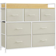 Komoda s 7 ladica od tkanine s ručkama, 28,5 x 98 x 85 cm, krem i bijela | SONGMICS-vitahome.hr