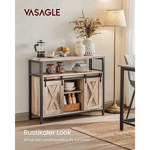 Komoda s kliznim vratima u rustikalnom stilu, 33 x 100 x 80 cm , smeđe-crna | VASAGLE-vitahome.hr
