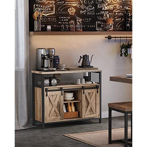 Komoda s kliznim vratima u rustikalnom stilu, 33 x 100 x 80 cm , smeđe-crna | VASAGLE-vitahome.hr