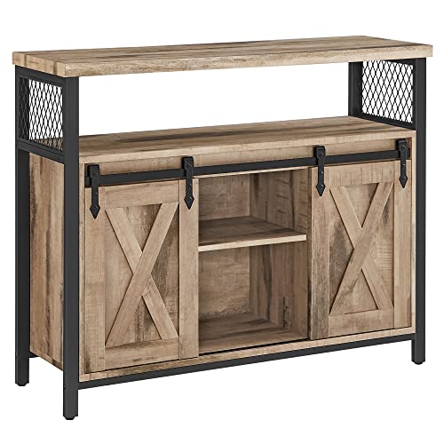 Komoda s kliznim vratima u rustikalnom stilu, 33 x 100 x 80 cm , smeđe-crna | VASAGLE-vitahome.hr