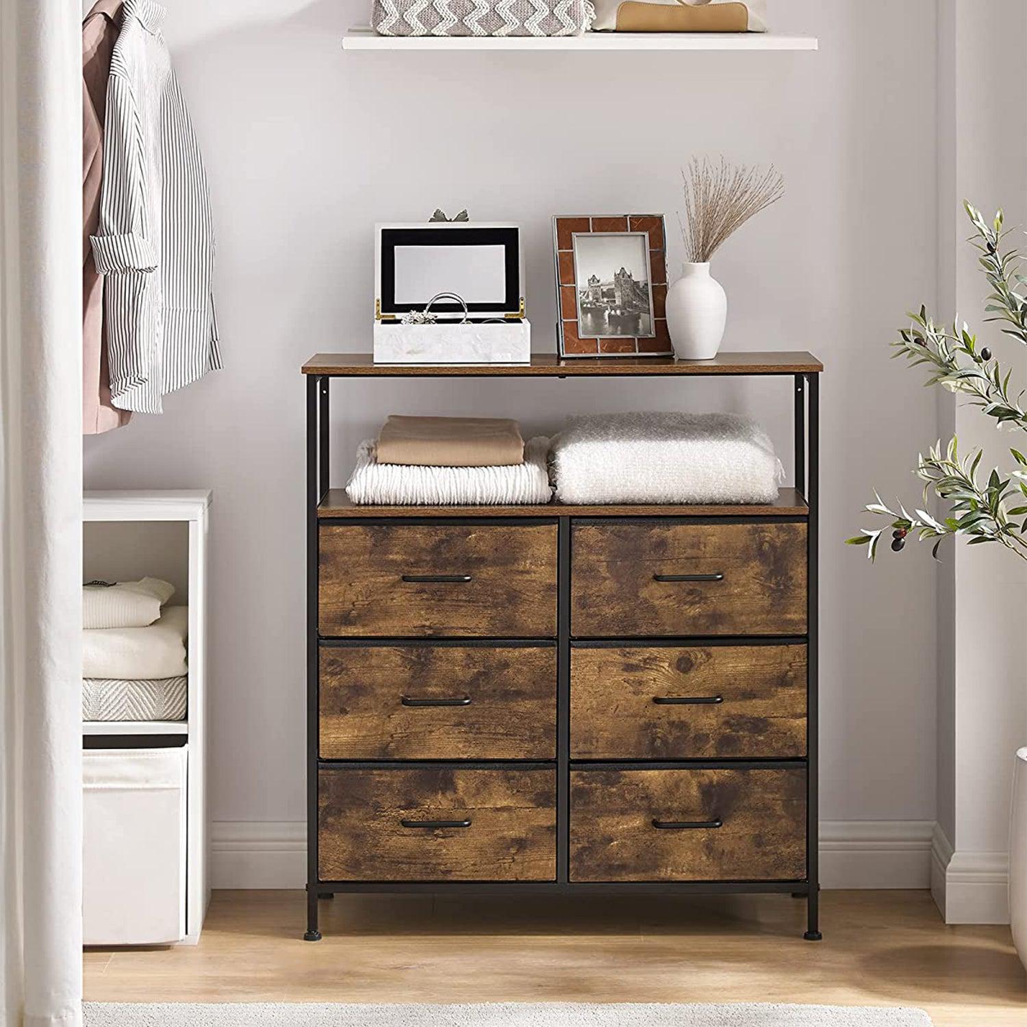Komoda s ladicom od tkanine, komoda, rustikalno smeđa | SONGMICS-vitahome.hr