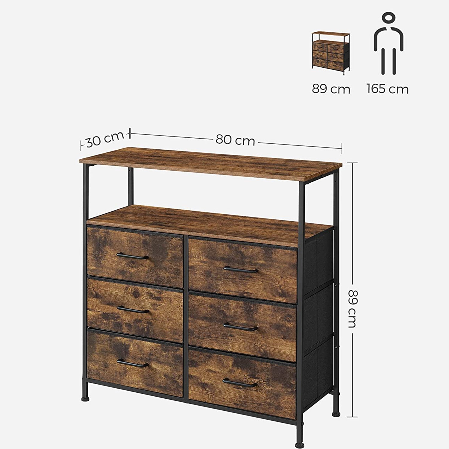 Komoda s ladicom od tkanine, komoda, rustikalno smeđa | SONGMICS-vitahome.hr