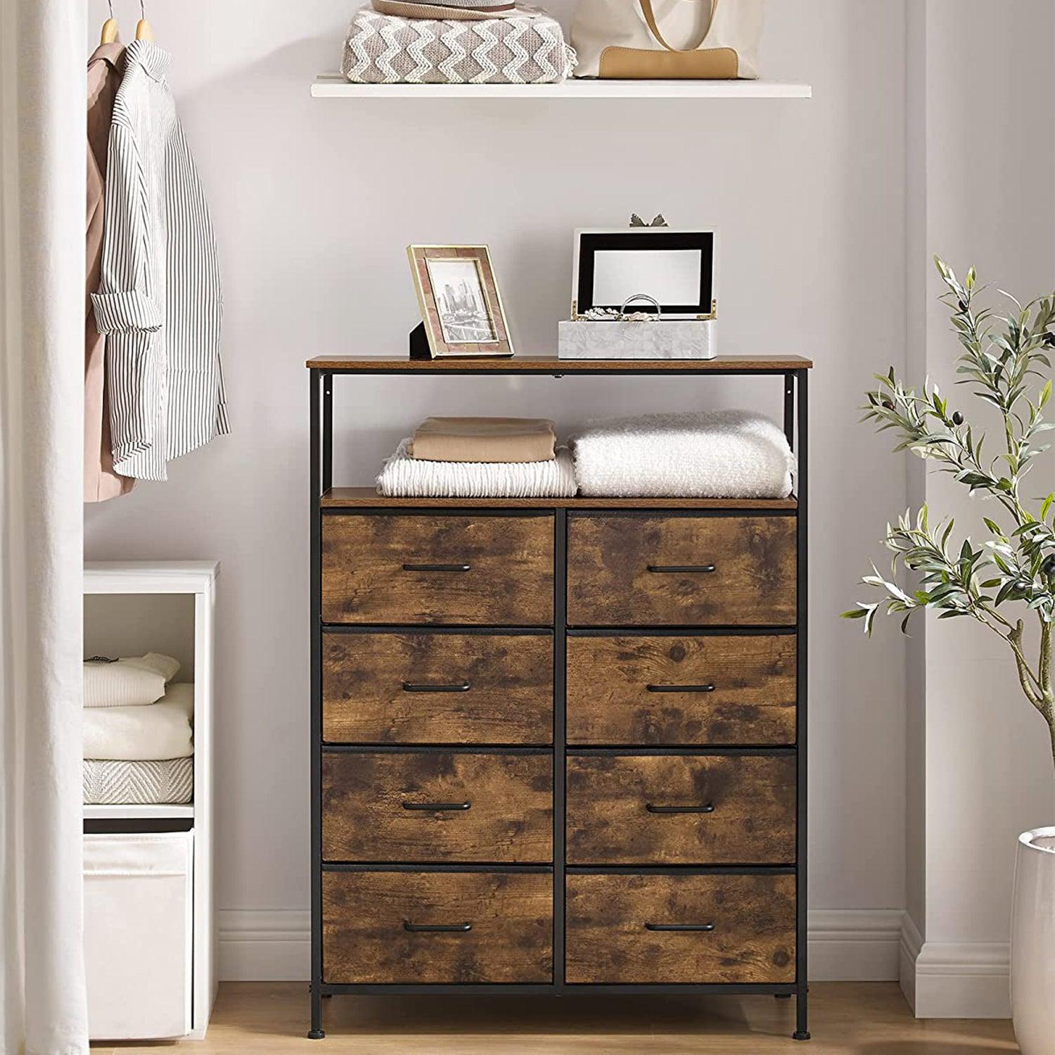 Komoda s ladicom za tkanine, 80 x 108 x 30 cm, rustikalno smeđa | SONGMICS-vitahome.hr