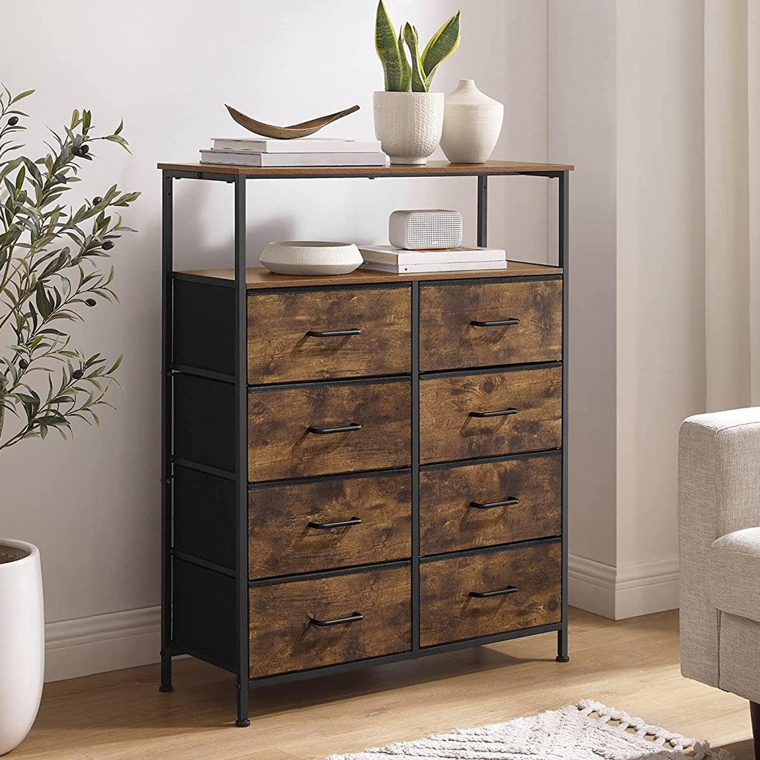 Komoda s ladicom za tkanine, 80 x 108 x 30 cm, rustikalno smeđa | SONGMICS-vitahome.hr
