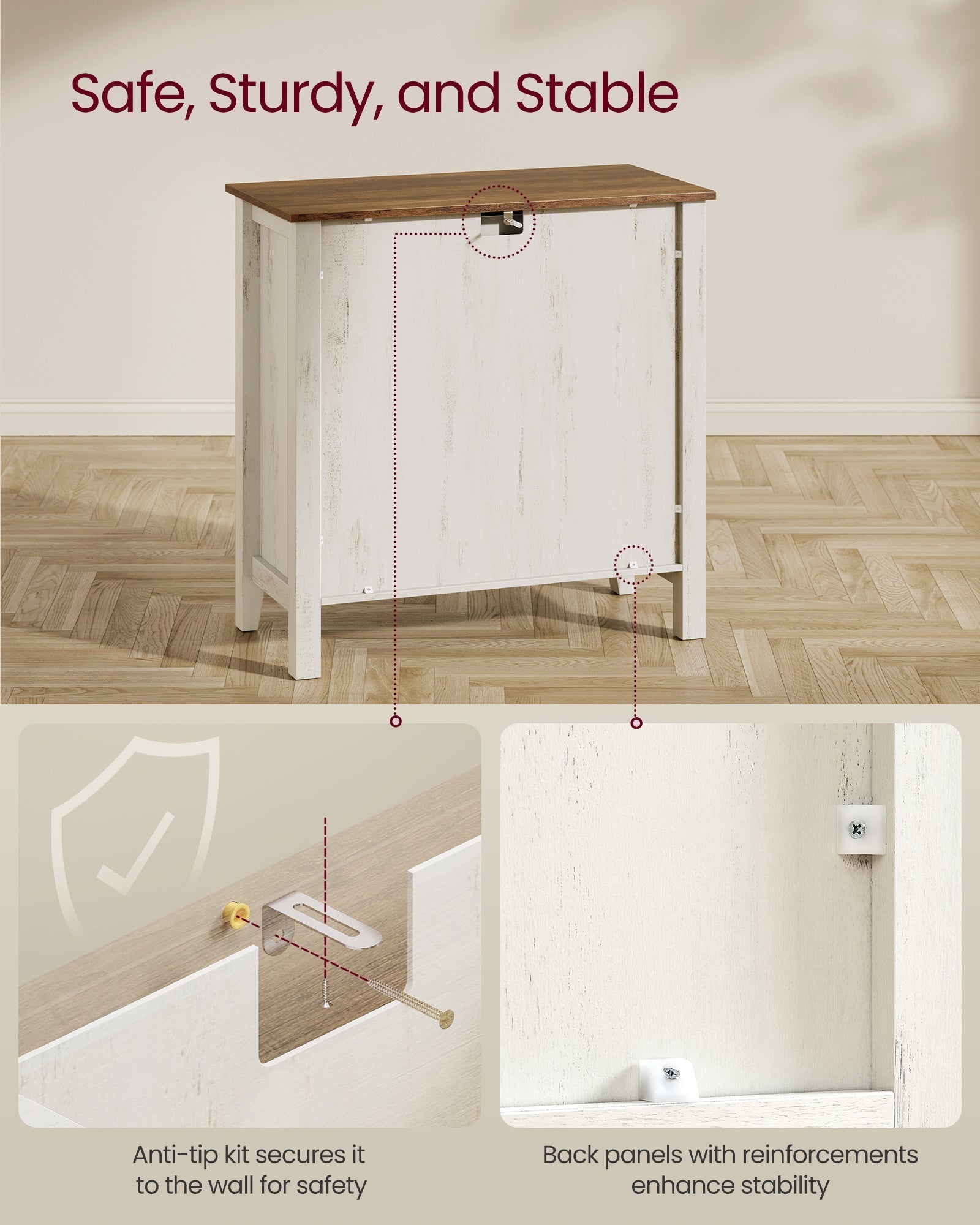 Komoda s policom podesivom po visini, 40 x 80 x 80 cm, bijela i medno smeđa