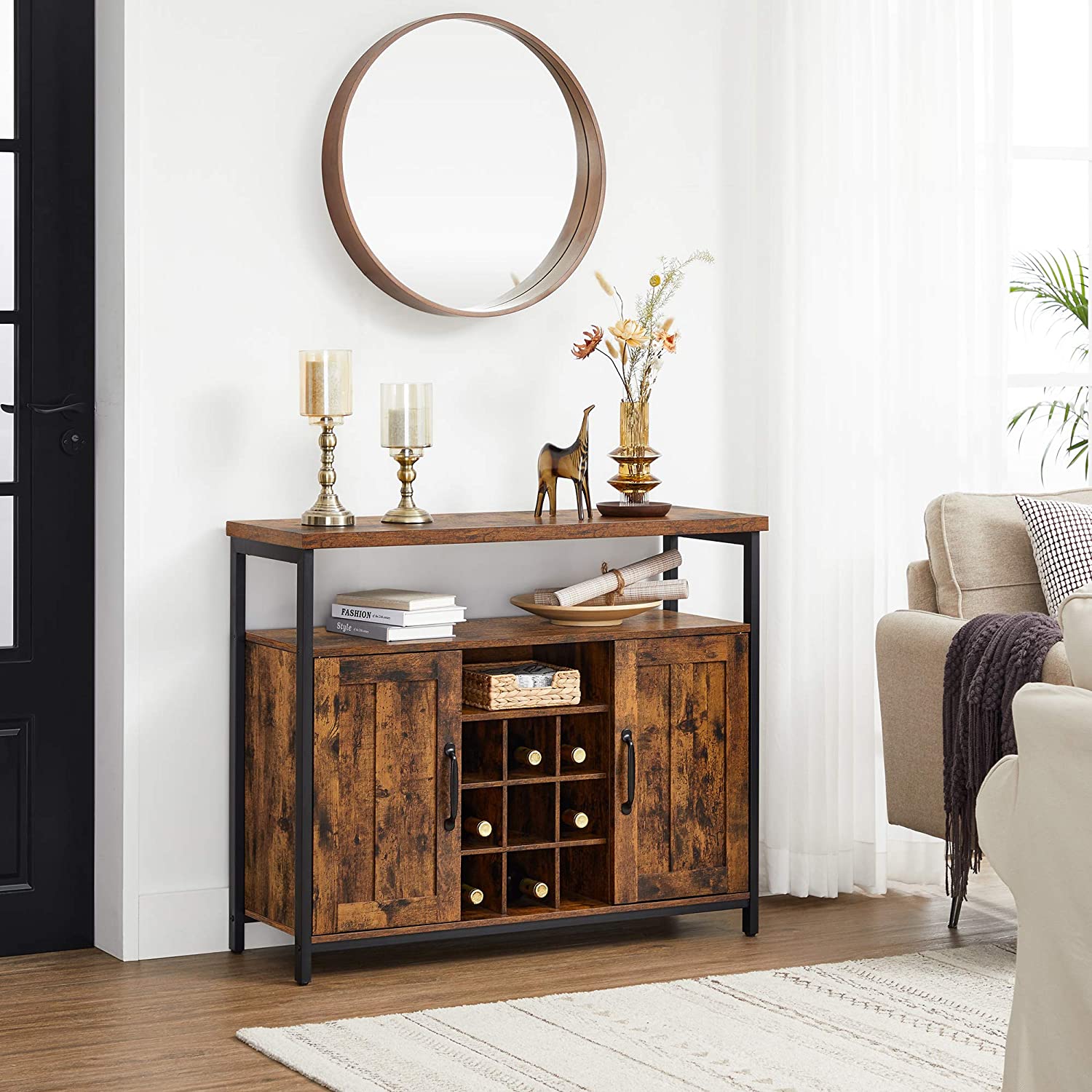 Komoda sa policama za vino 100 x 35 x 81,4 cm rustikalno smeđa | Vasagle-vitahome.hr