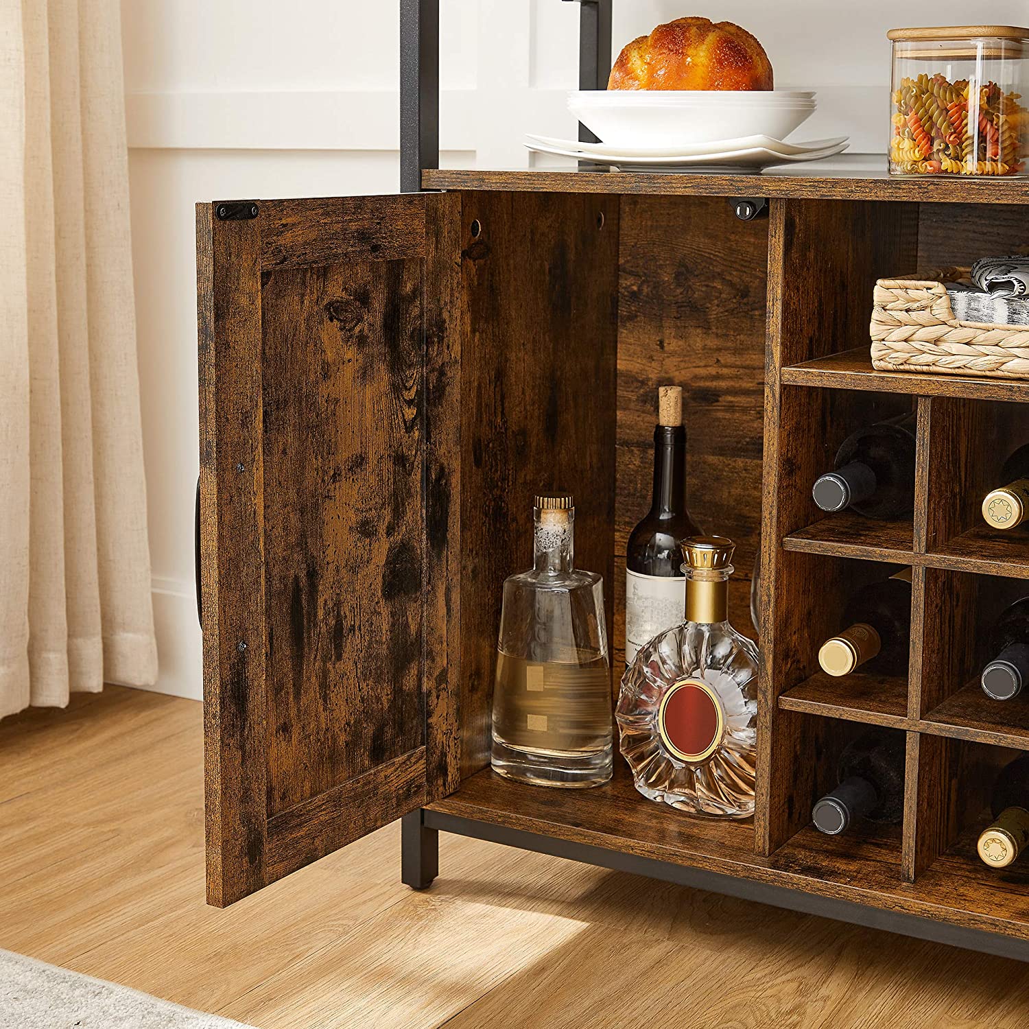 Komoda sa policama za vino 100 x 35 x 81,4 cm rustikalno smeđa | Vasagle-vitahome.hr