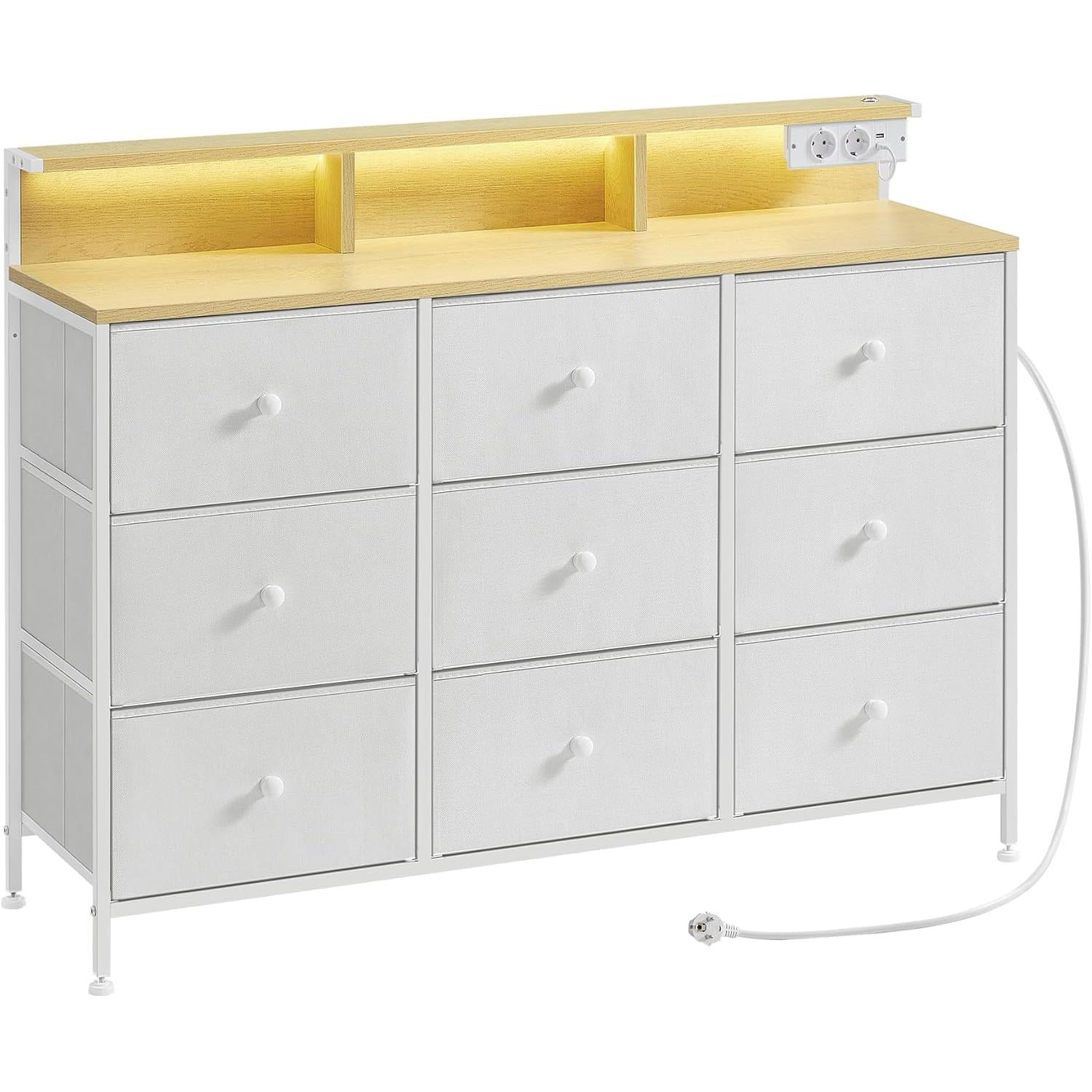 Komoda za skladištenje s LED osvjetljenjem, 33,5 x 114 x 84 cm, bijela | SONGMICS-vitahome.hr