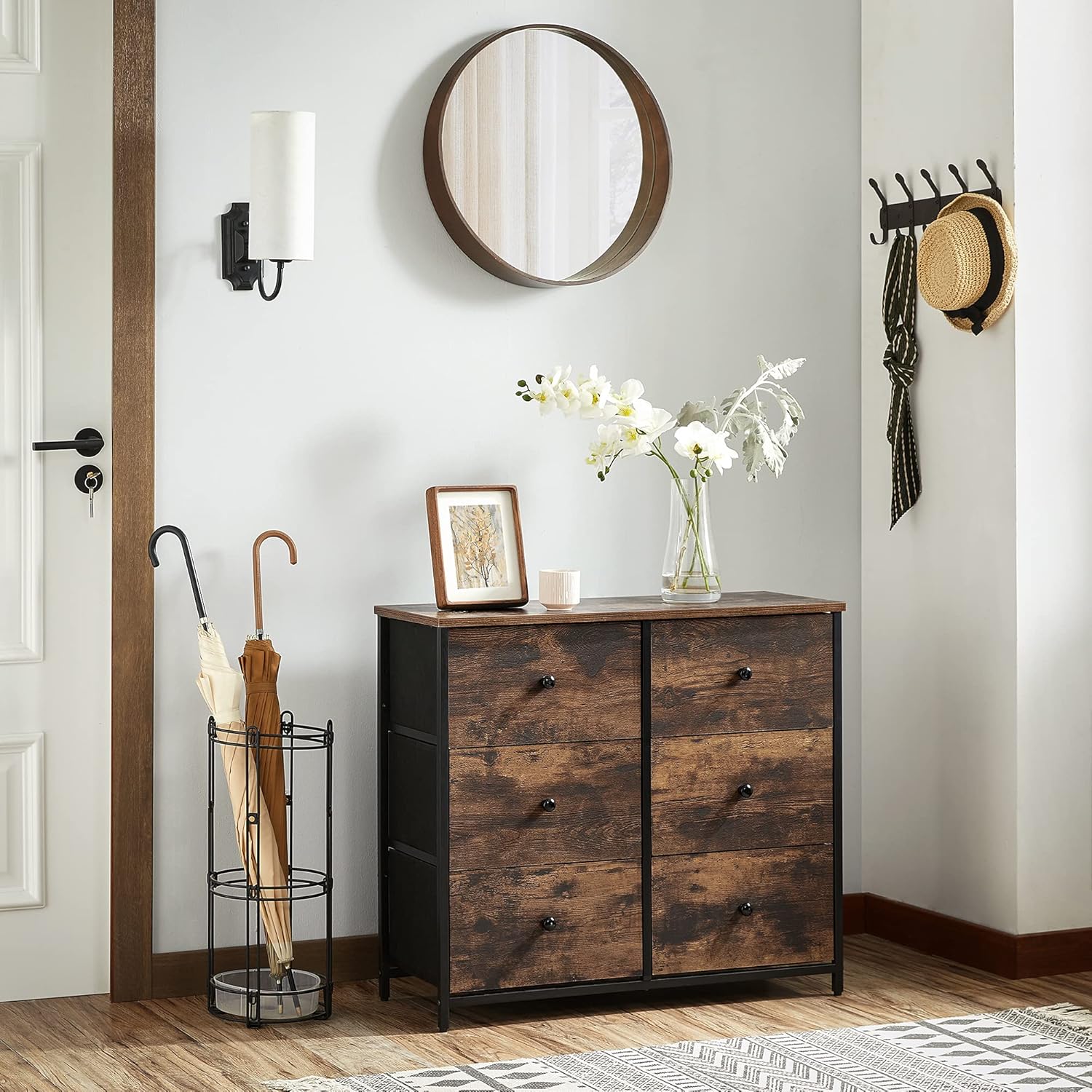 Komoda za spavaću sobu s 6 ladica, 30 x 80 x 71 cm, smeđa i crna | SONGMICS-vitahome.hr
