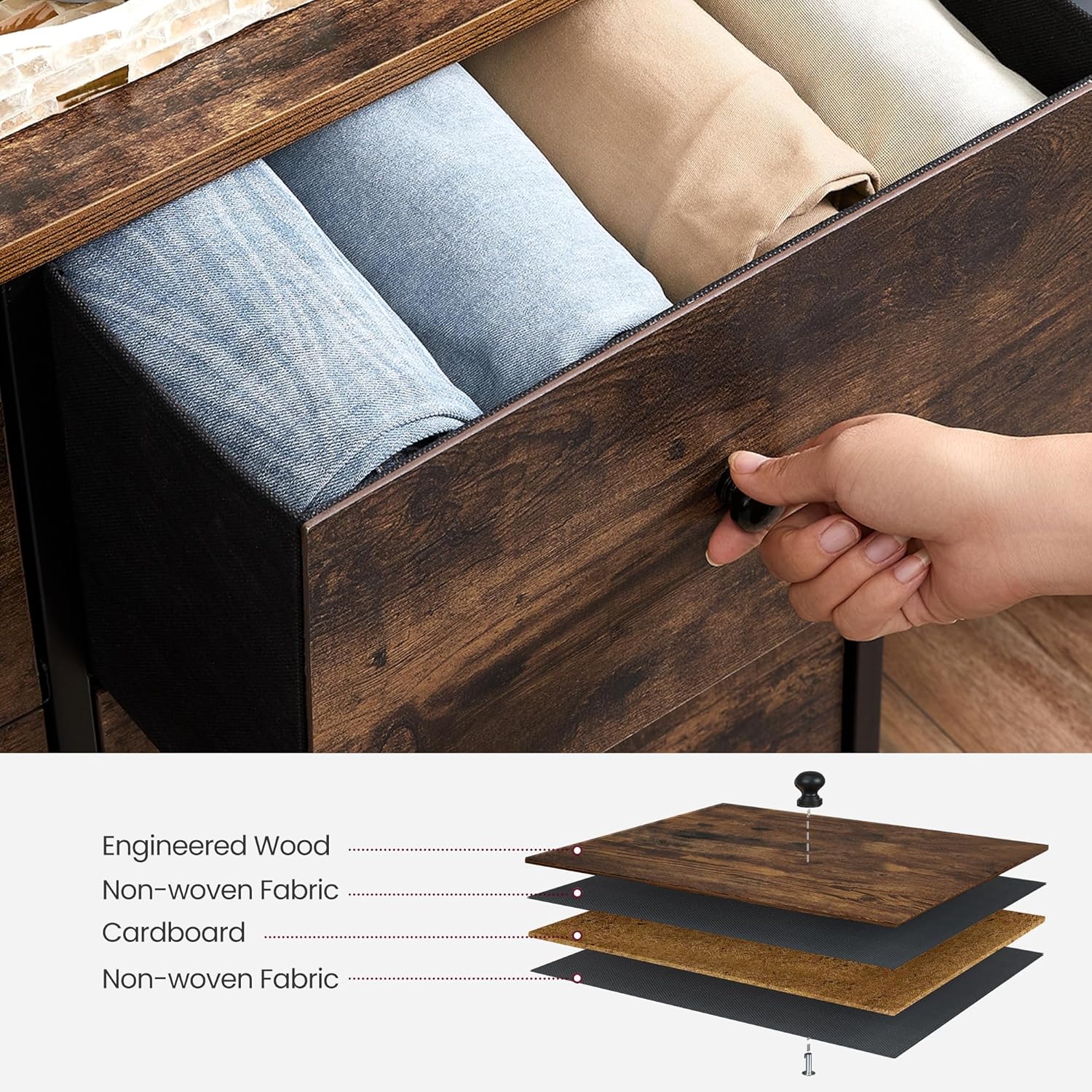 Komoda za spavaću sobu s 6 ladica, 30 x 80 x 71 cm, smeđa i crna | SONGMICS-vitahome.hr
