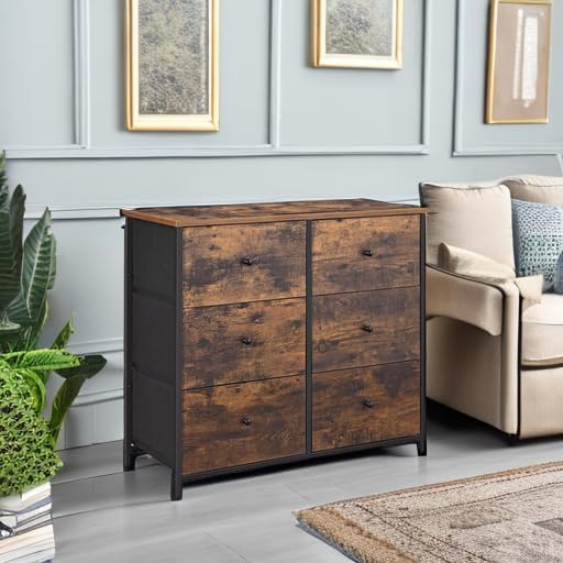 Komoda za spavaću sobu s 6 ladica, 30 x 80 x 71 cm, smeđa i crna | SONGMICS-vitahome.hr