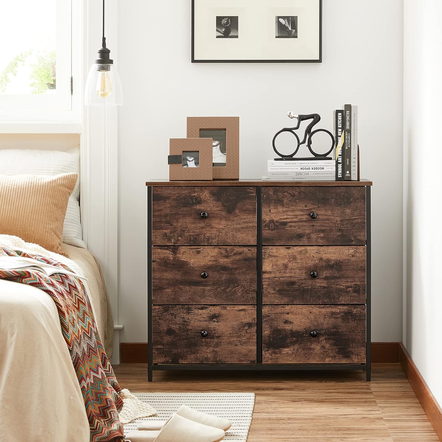 Komoda za spavaću sobu s 6 ladica, 30 x 80 x 71 cm, smeđa i crna | SONGMICS-vitahome.hr