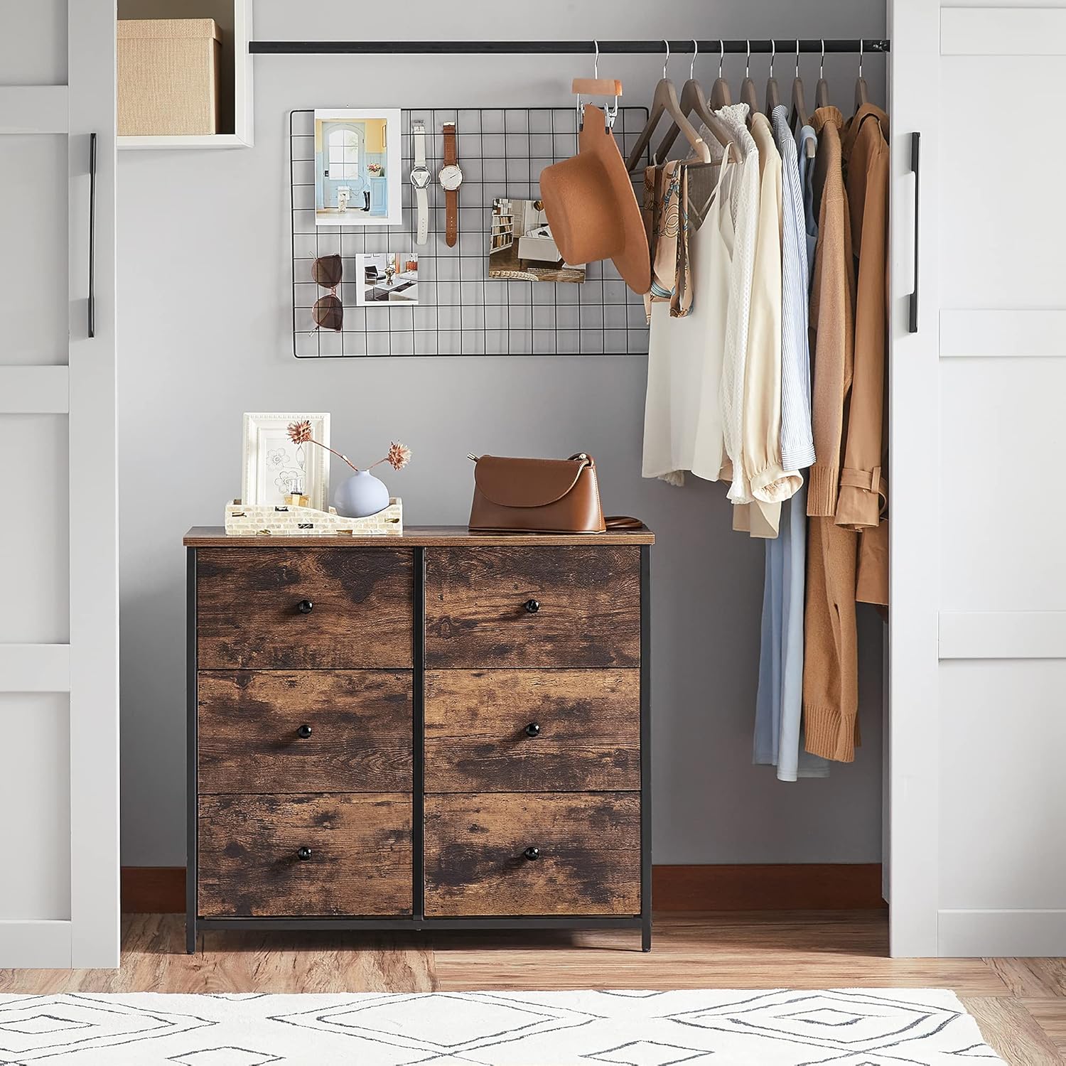 Komoda za spavaću sobu s 6 ladica, 30 x 80 x 71 cm, smeđa i crna | SONGMICS-vitahome.hr