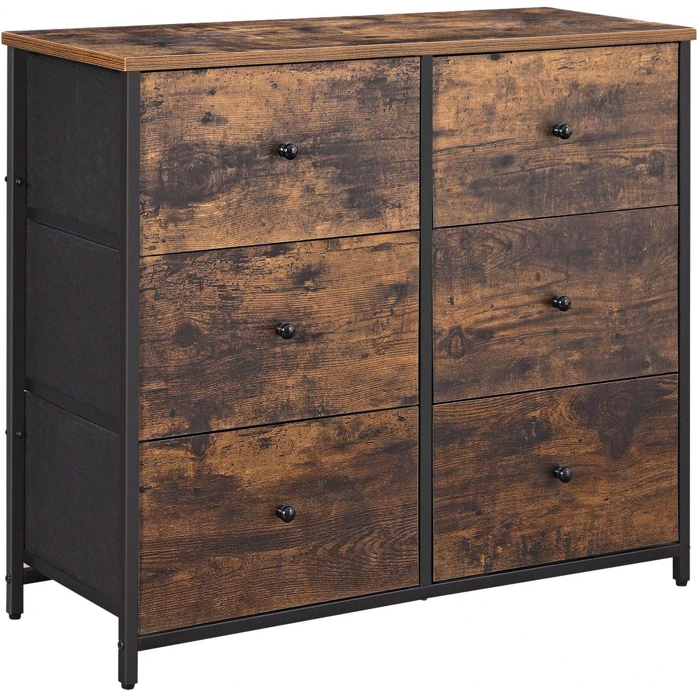 Komoda za spavaću sobu s 6 ladica, 30 x 80 x 71 cm, smeđa i crna | SONGMICS-vitahome.hr