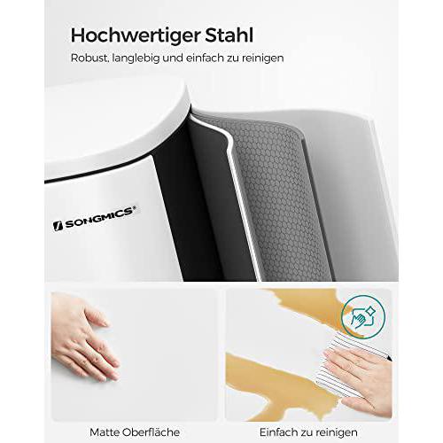 Konyhai pedálos kuka, 50L szemetes kuka, műanyag belső vödörrel, csukható fedéllel, puha záródással, szagálló és higiénikus, fehér-SONGMICS-Vita Home