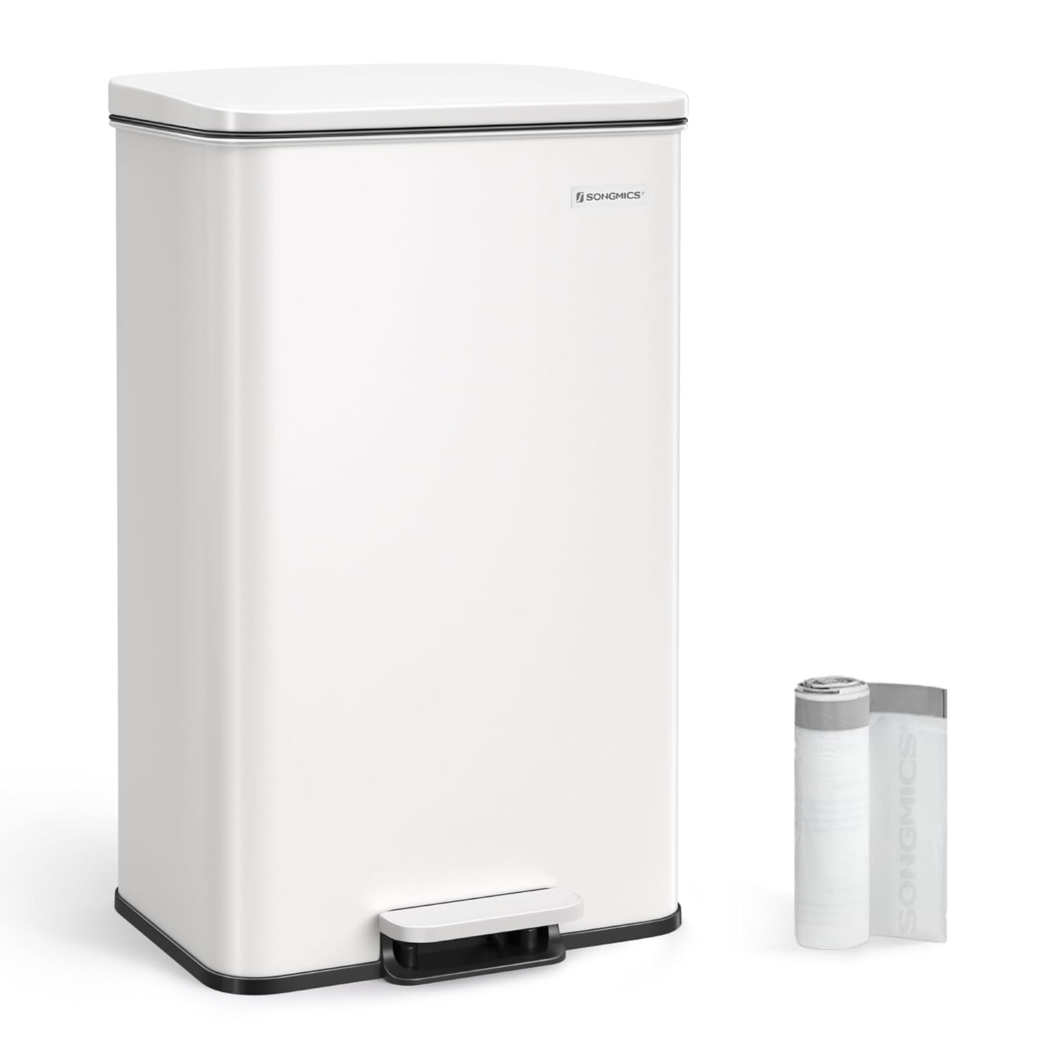 Konyhai Szemetes 40L, Nagy pedálos kuka 15 szemeteszsák mellékelve, Fehér-SONGMICS-Vita Home